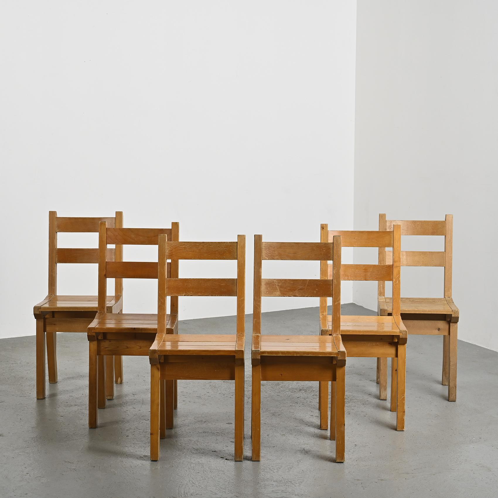 20th Century Set of six chairs by Christian Durupt, Courchevel circa 1960