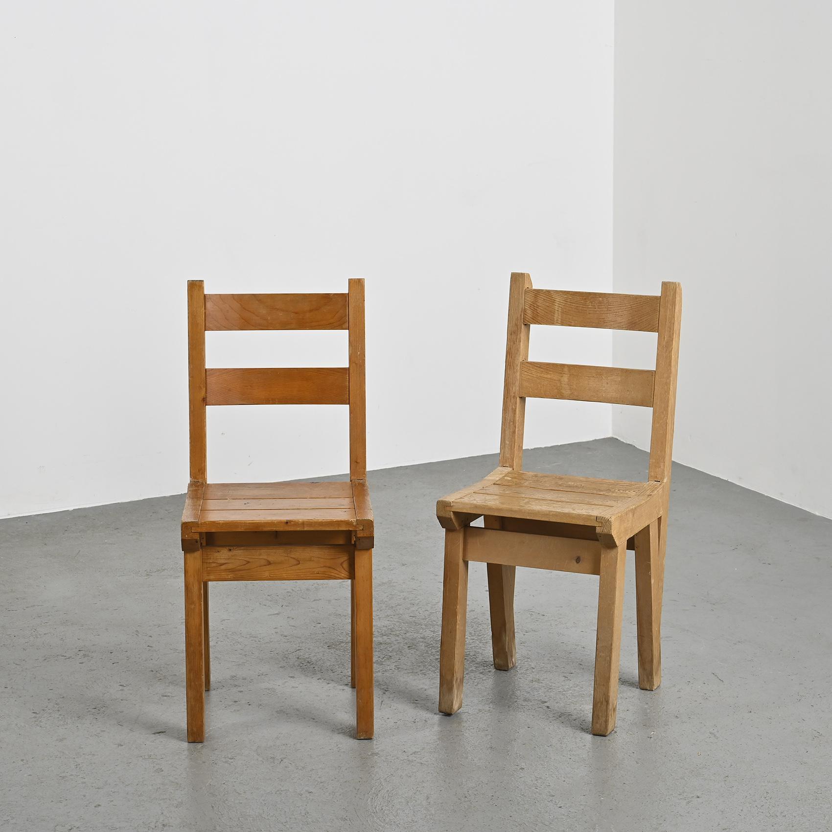 Pine Set of six chairs by Christian Durupt, Courchevel circa 1960