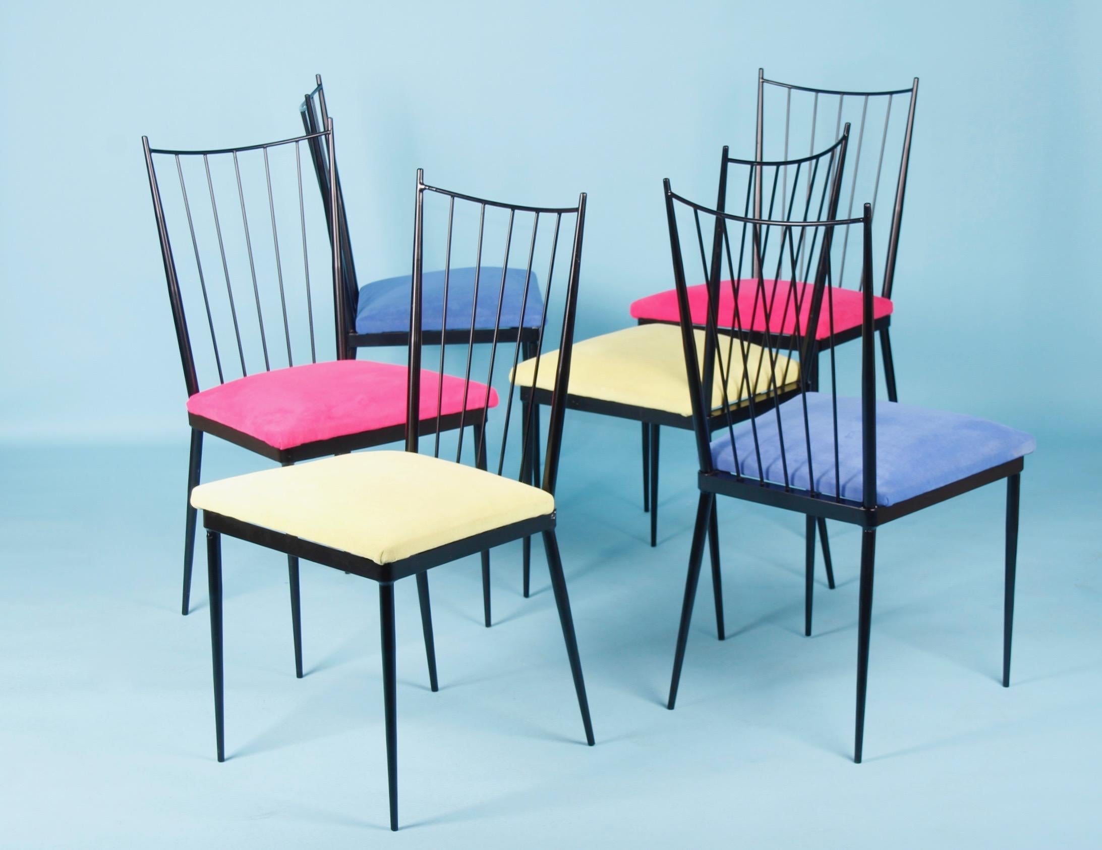 Set of six chairs by Colette Gueden, France, 1950s.
