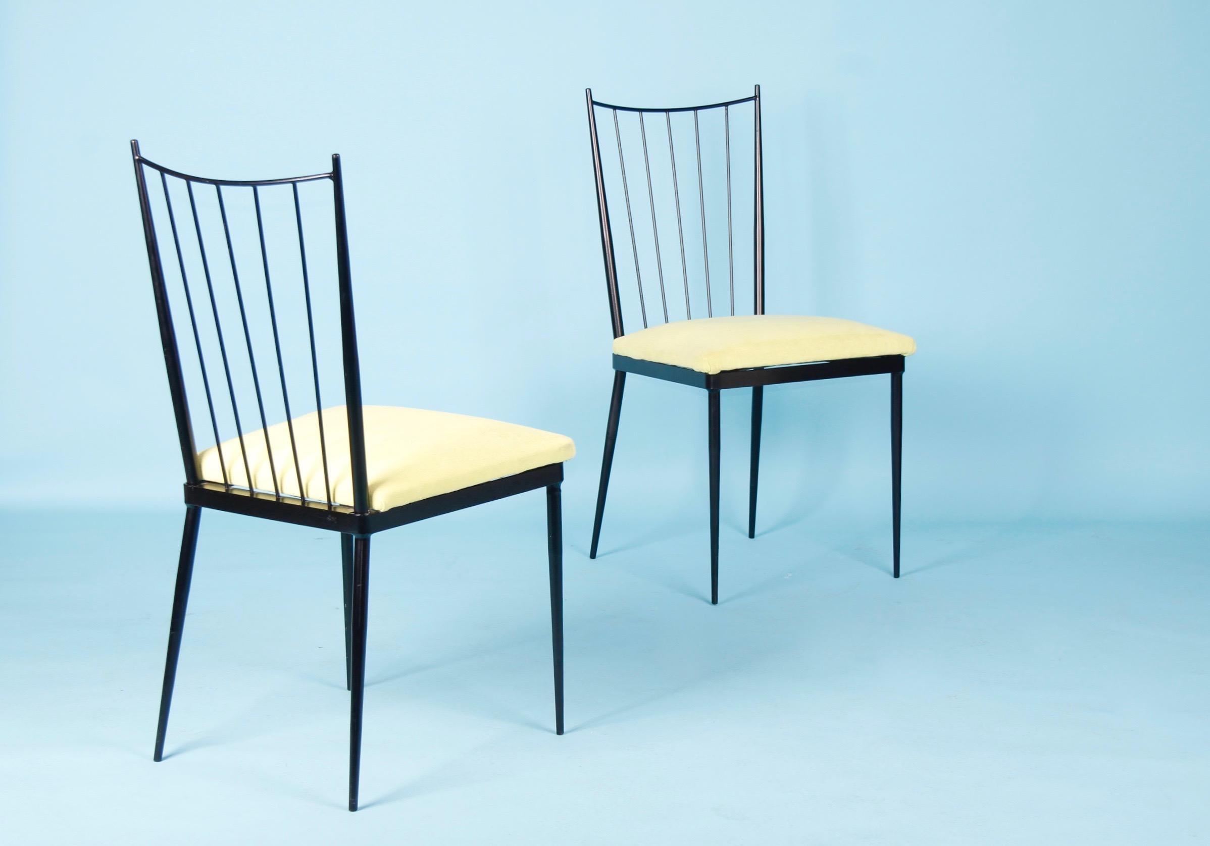 French Set of Six Chairs by Colette Gueden, France, 1950s
