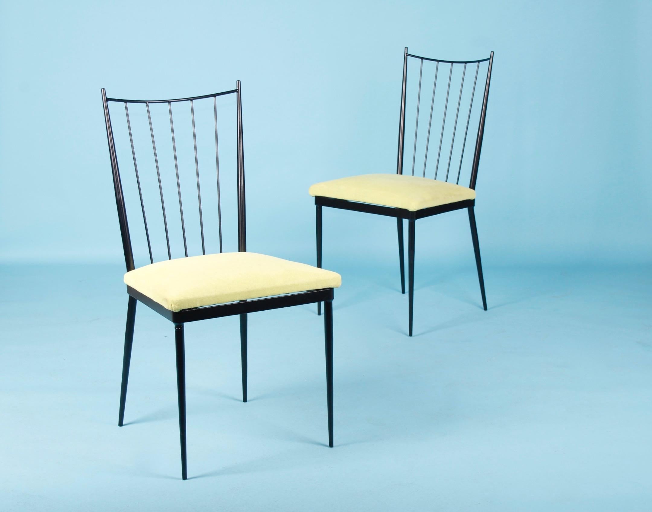 Metal Set of Six Chairs by Colette Gueden, France, 1950s
