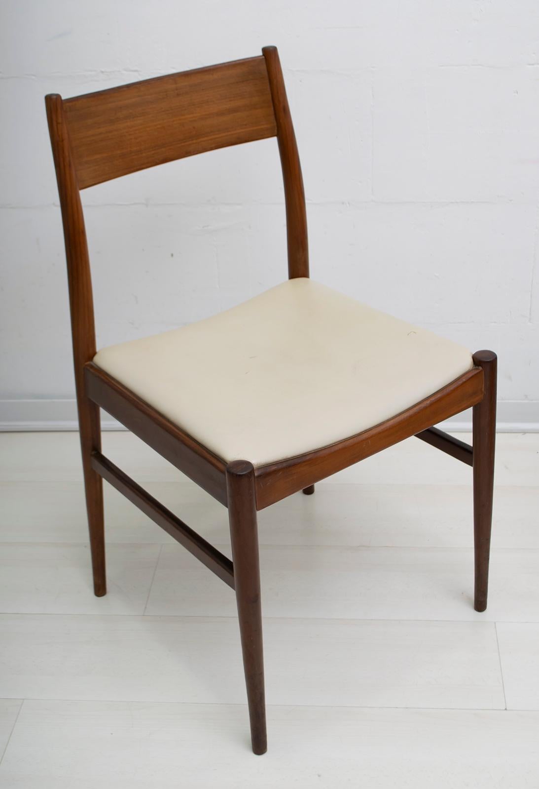 European Set of Six Chairs by Gianfranco Frattini Teak Vintage, Italy, 1960s