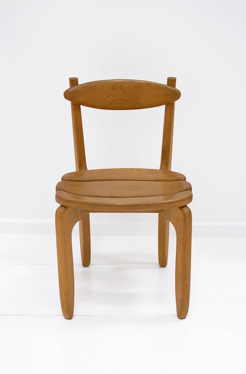 French Set of Six Chairs by Guillerme et Chambron for Votre Maison, circa 1970, France For Sale