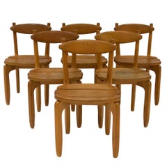 Set of Six Chairs by Guillerme et Chambron for Votre Maison, circa 1970, France