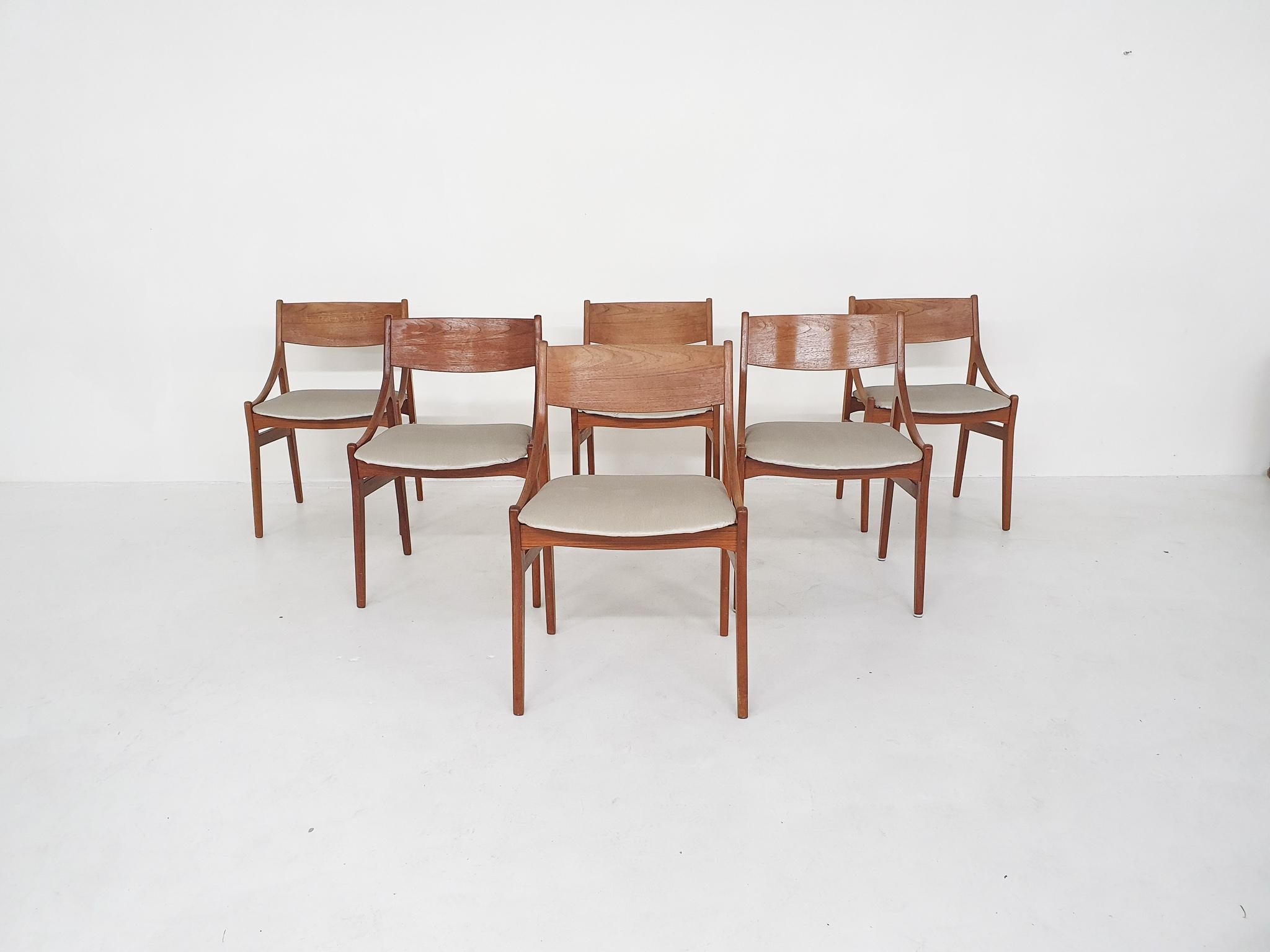 Mid-Century Modern Set of Six Chairs by H. Vestervig Eriksen for BRDR Tromborg, Denmark, 1955
