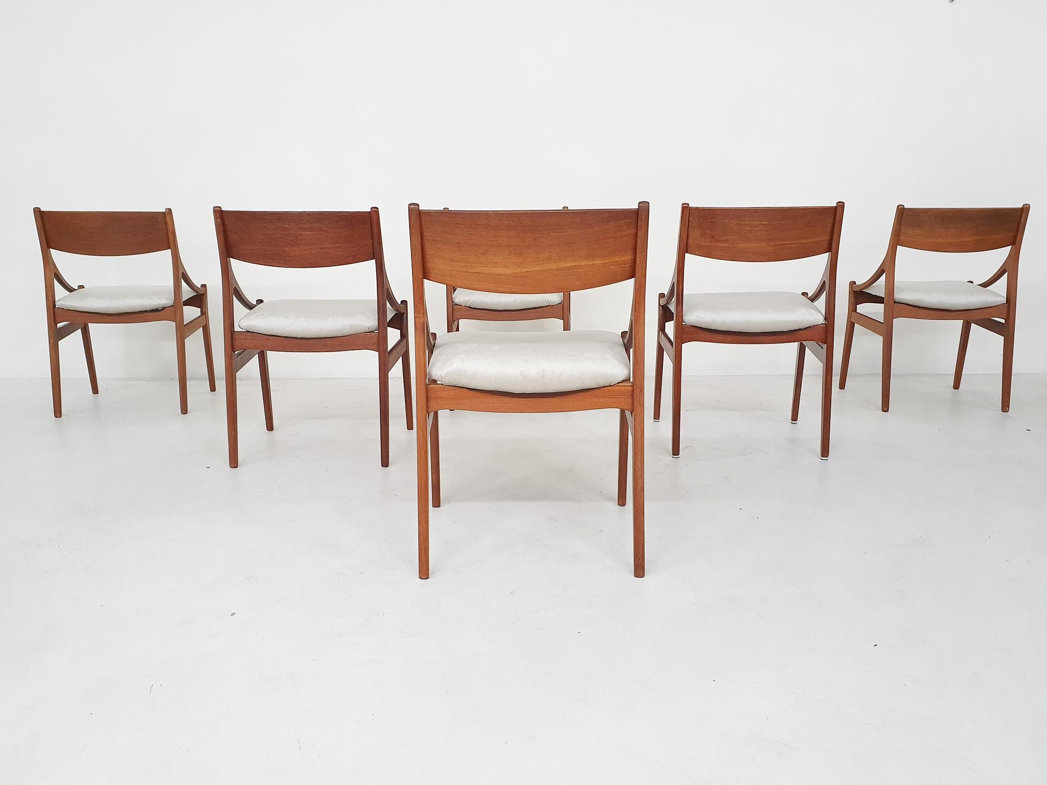 Mid-20th Century Set of Six Chairs by H. Vestervig Eriksen for BRDR Tromborg, Denmark, 1955