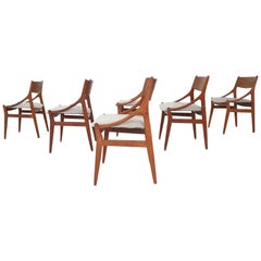 Vintage Set of Six Chairs by H. Vestervig Eriksen for BRDR Tromborg, Denmark, 1955