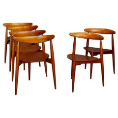 Set of Six Chairs by Hans Jørgensen Wegner for Fritz Hansen in Teak Wood