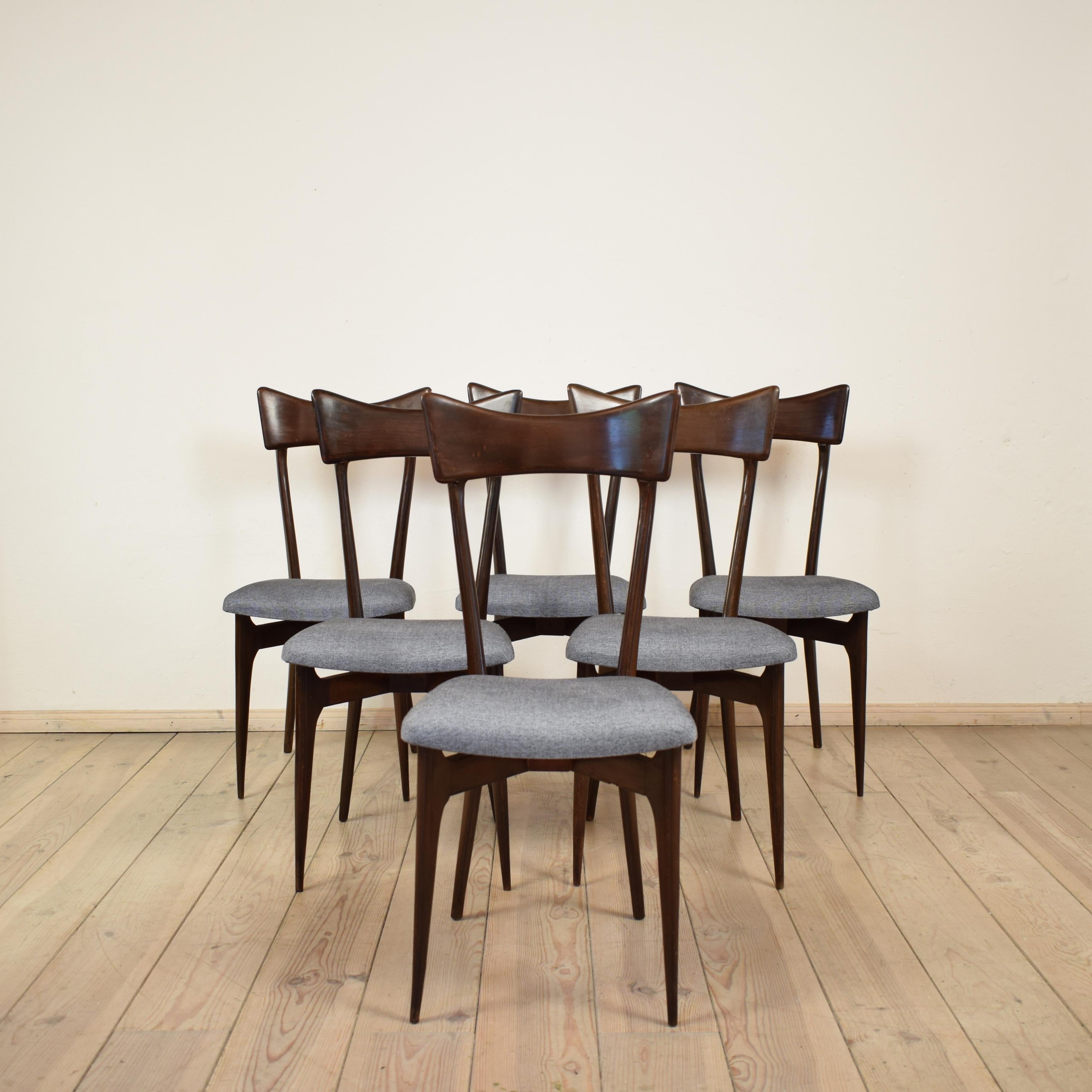 Mid-Century Modern Set of Six Chairs by Ico Parisi for Colombo Cantu, Italy