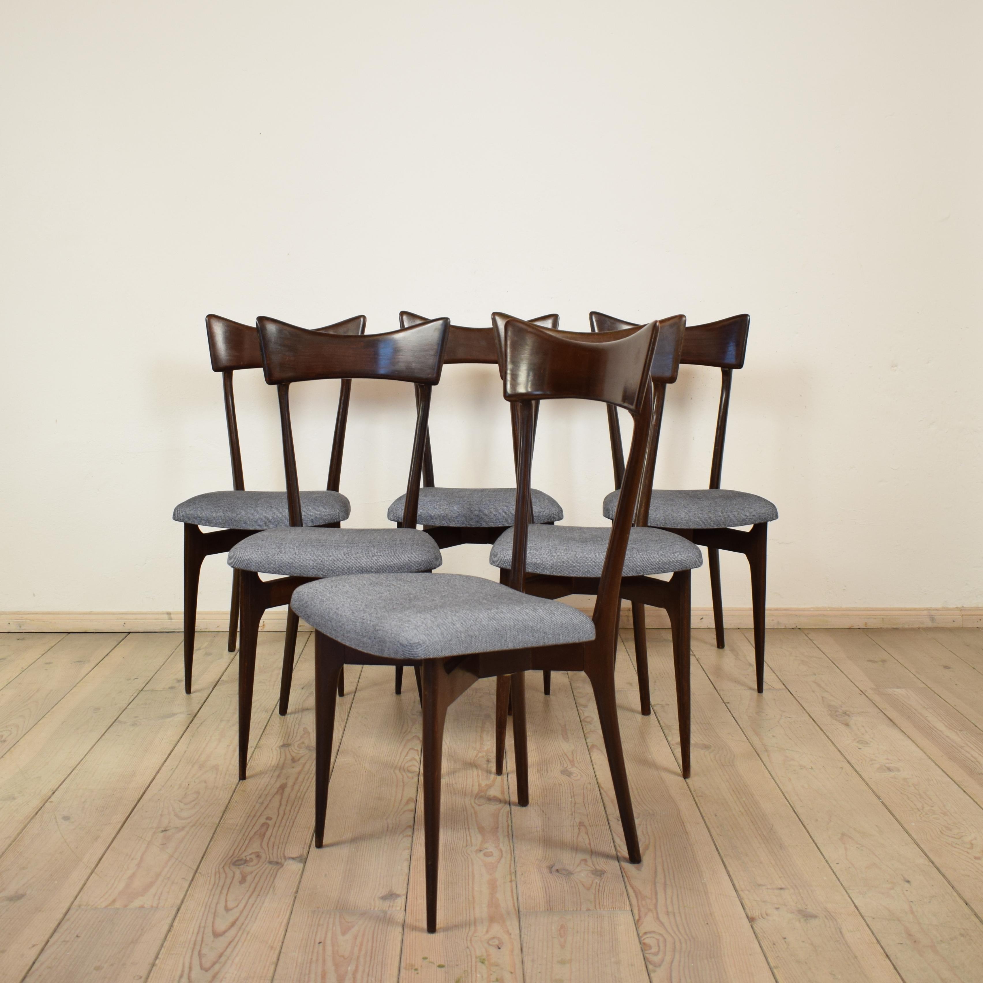 Italian Set of Six Chairs by Ico Parisi for Colombo Cantu, Italy