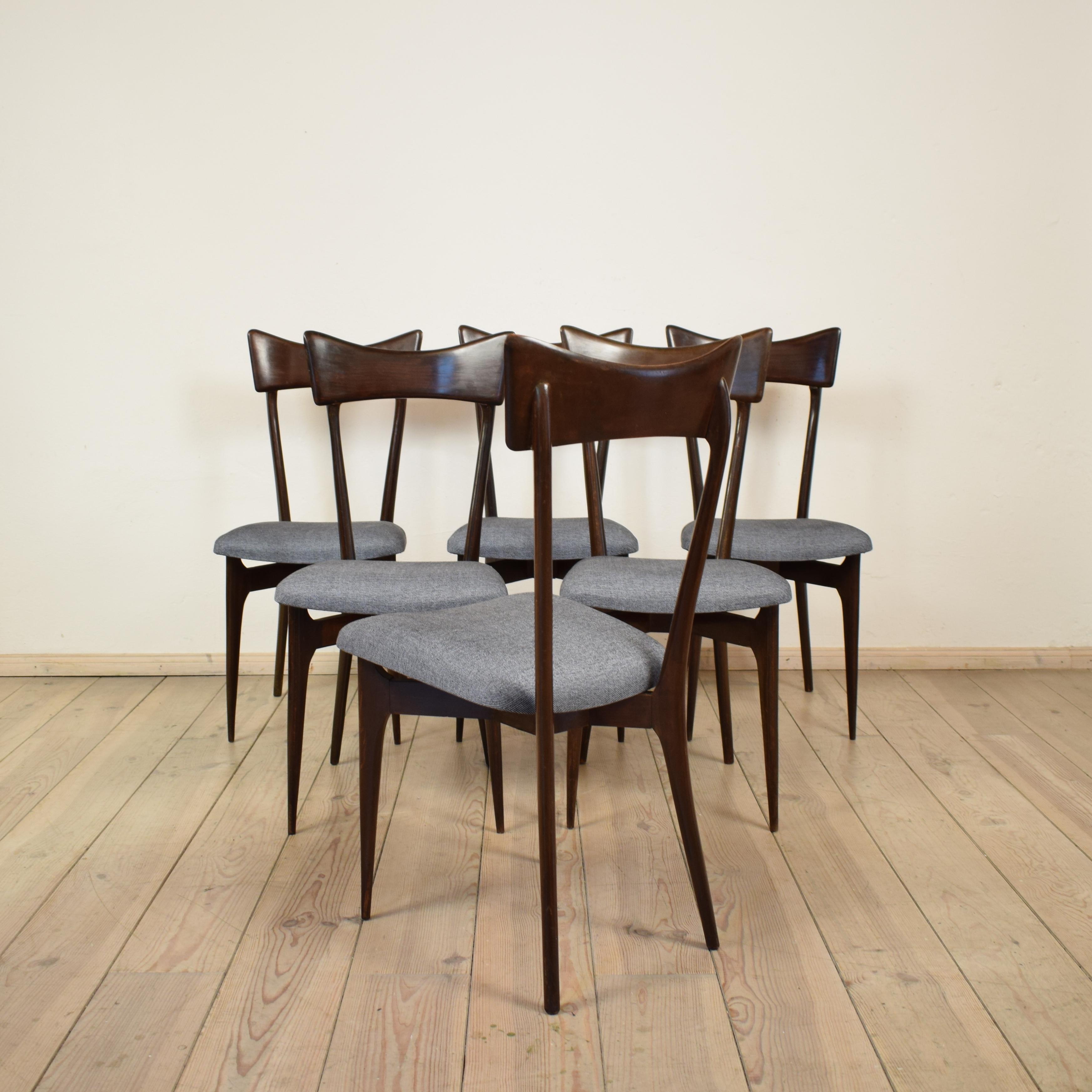 Stained Set of Six Chairs by Ico Parisi for Colombo Cantu, Italy
