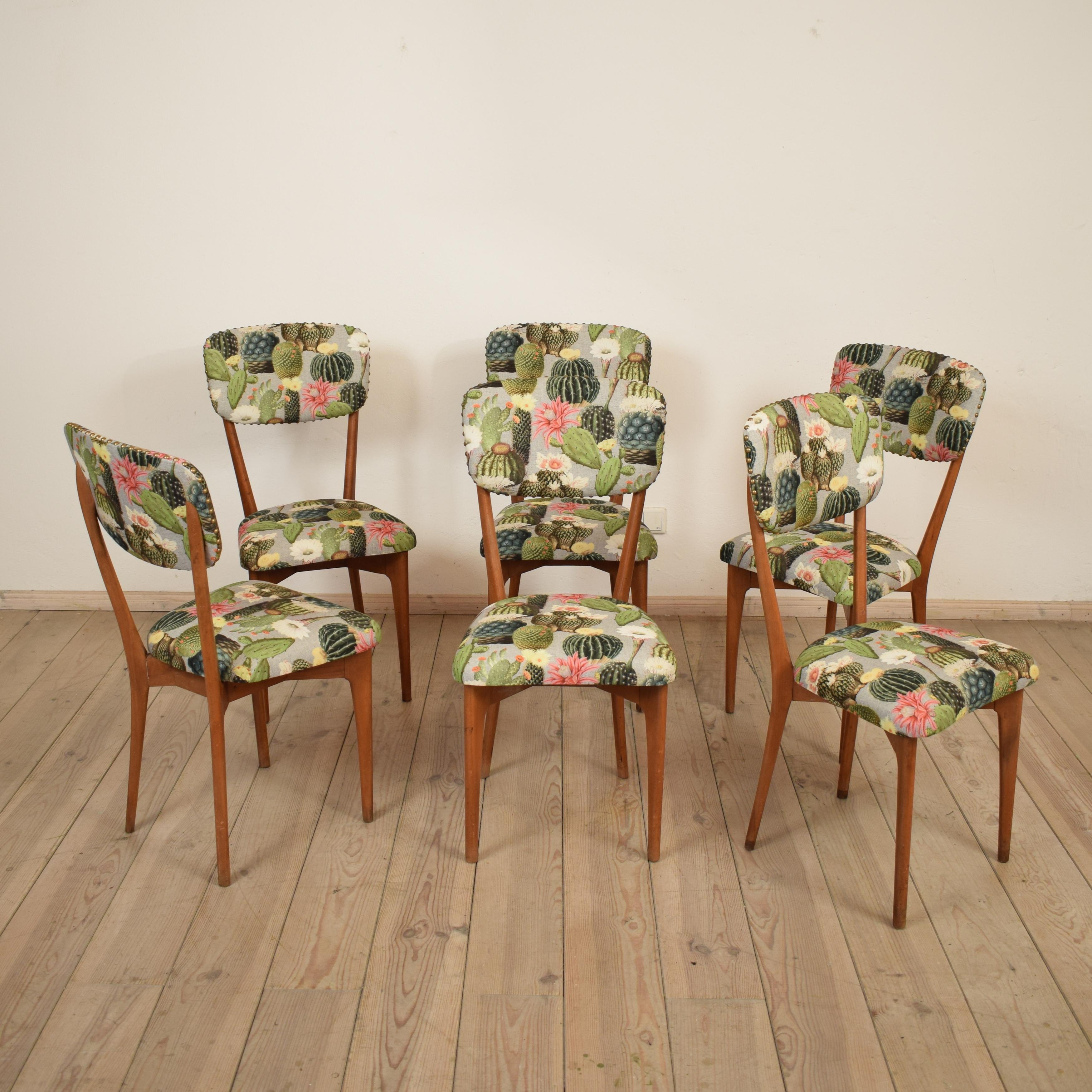 This set of 6 chairs where designed Ico Parisi in the 1950s and produced by Figli de Amadeo de Cassina. The chairs are new upholstered. 
They are in a very good condition.