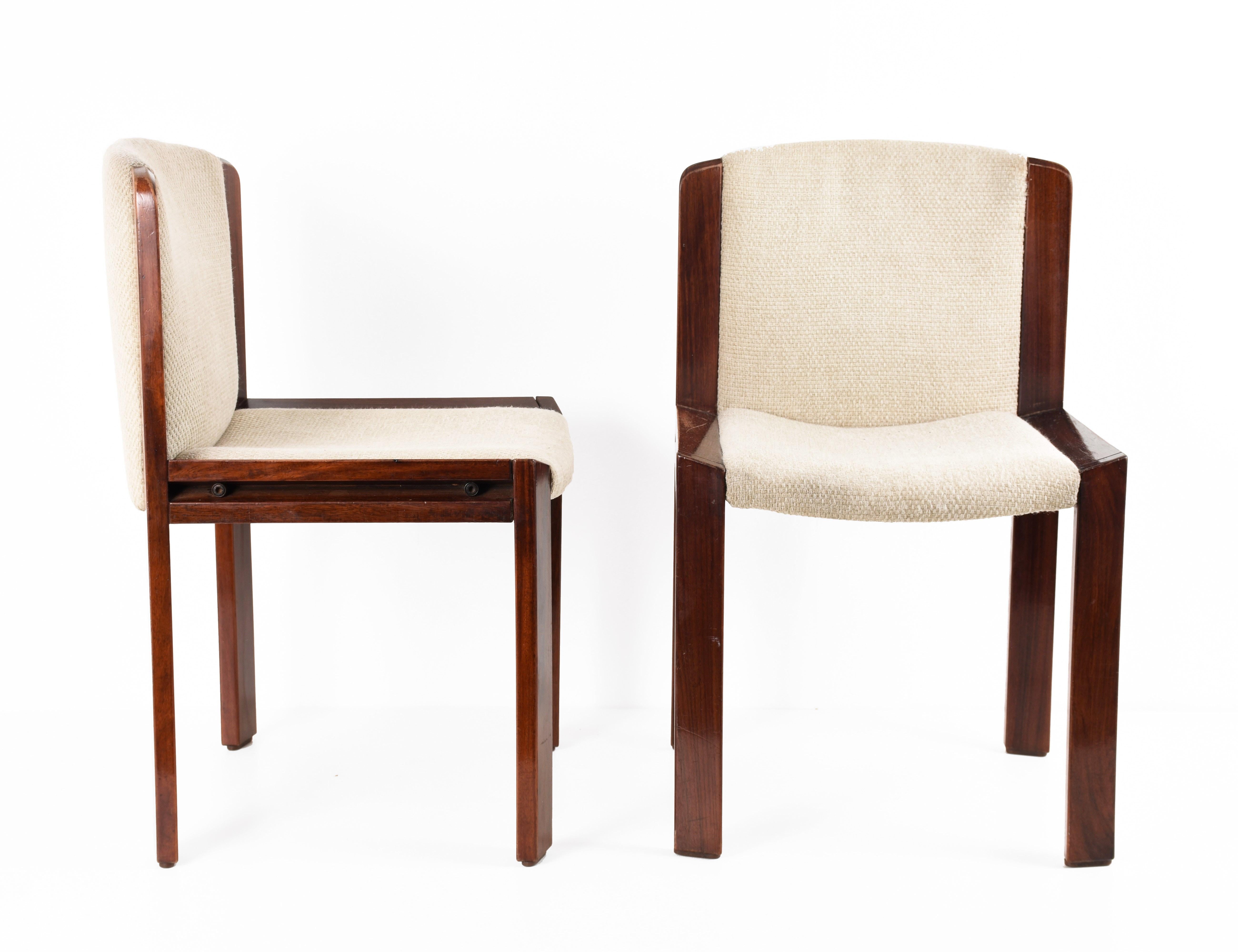 Set of Six Chairs by Joe Colombo for Pozzi, Solid wood, Italy 1965s 7