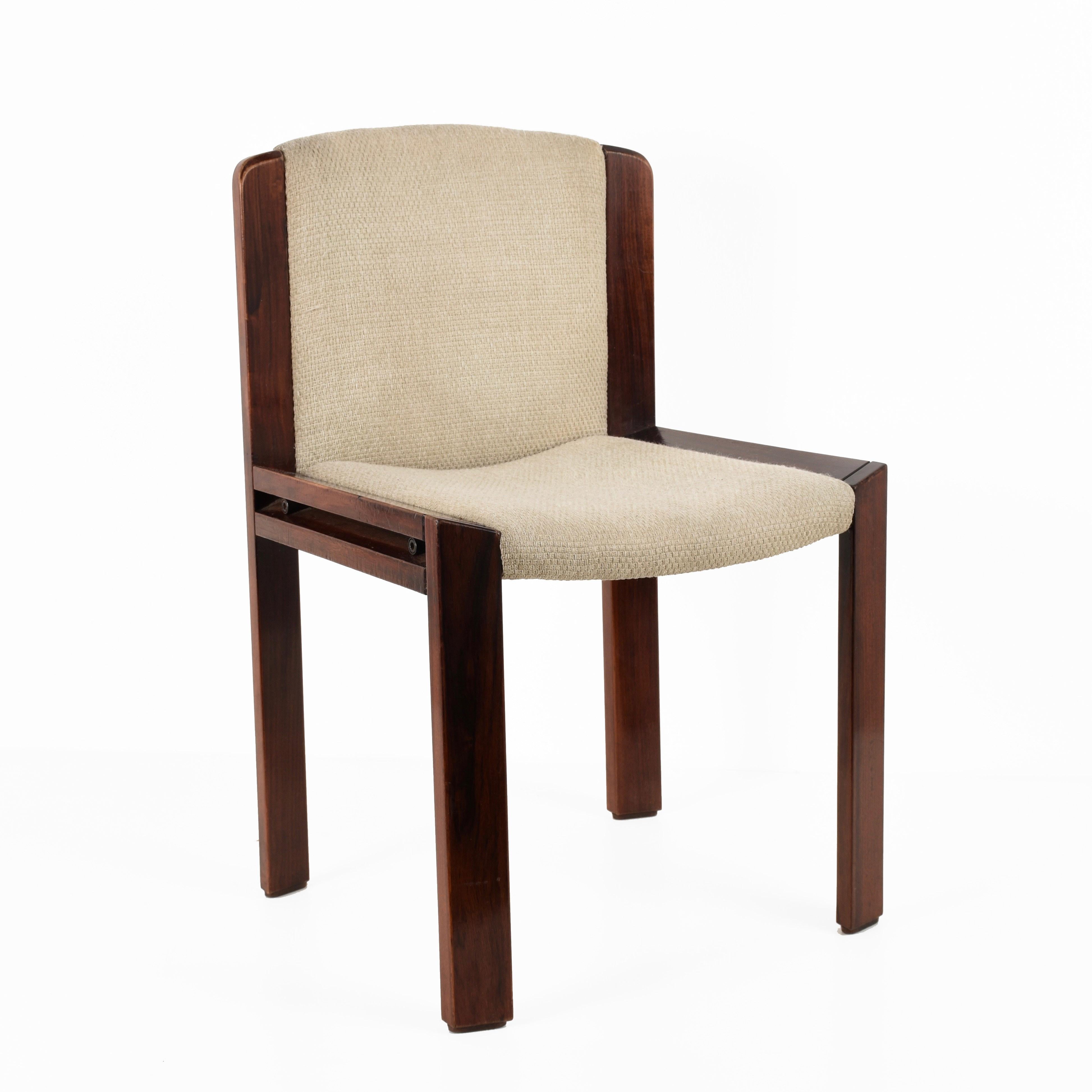 Mid-Century Modern Set of Six Chairs by Joe Colombo for Pozzi, Solid wood, Italy 1965s