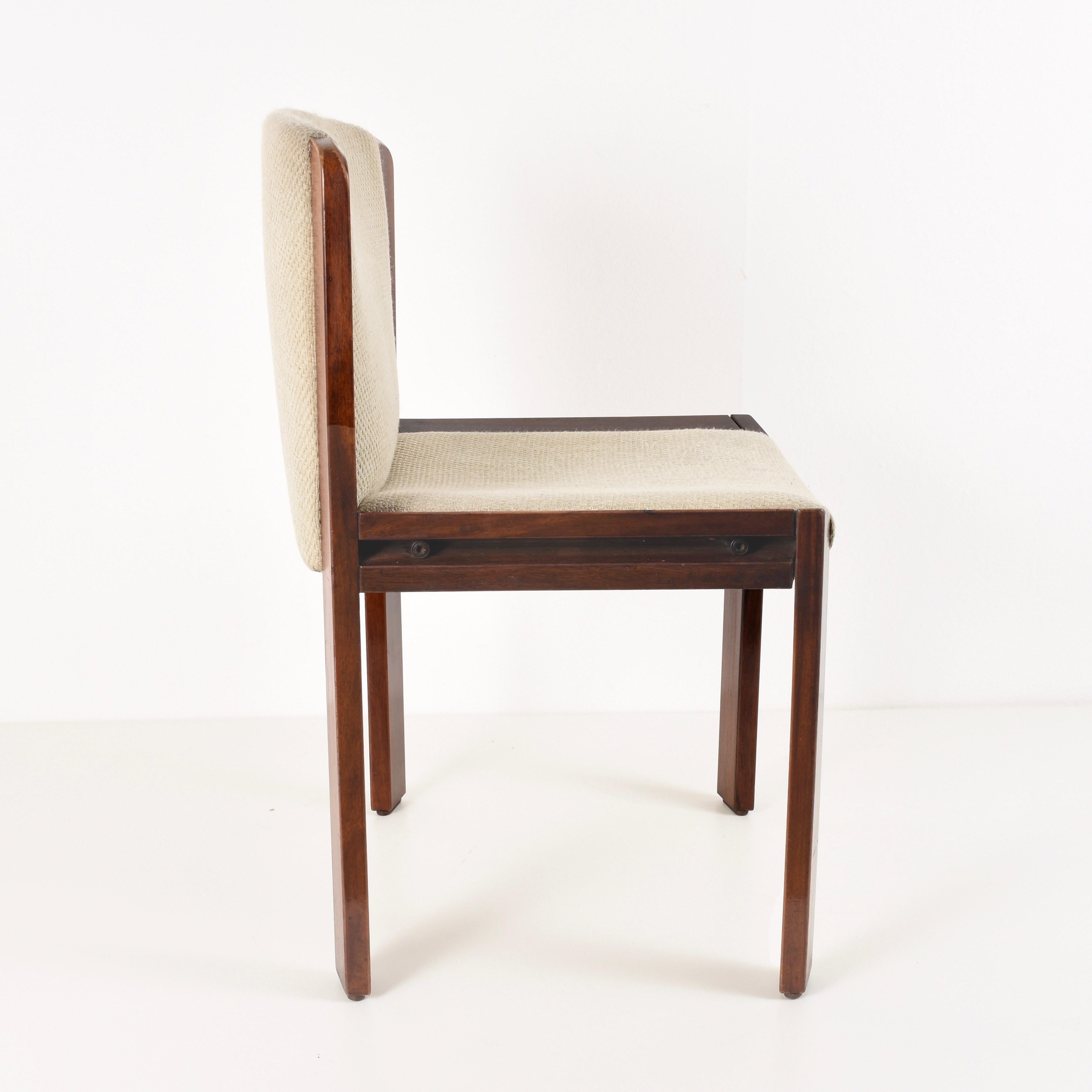 Italian Set of Six Chairs by Joe Colombo for Pozzi, Solid wood, Italy 1965s