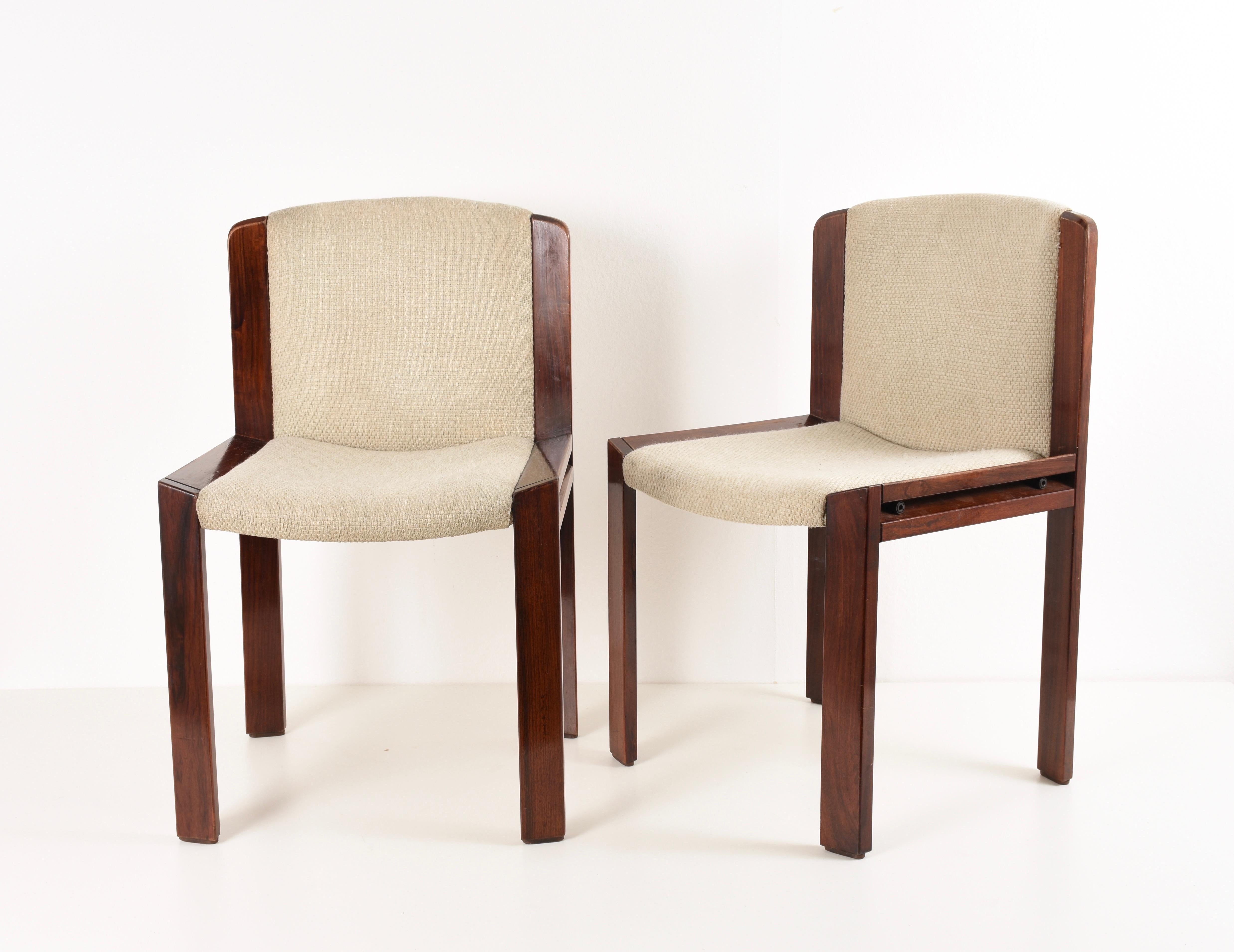 Set of Six Chairs by Joe Colombo for Pozzi, Solid wood, Italy 1965s 1