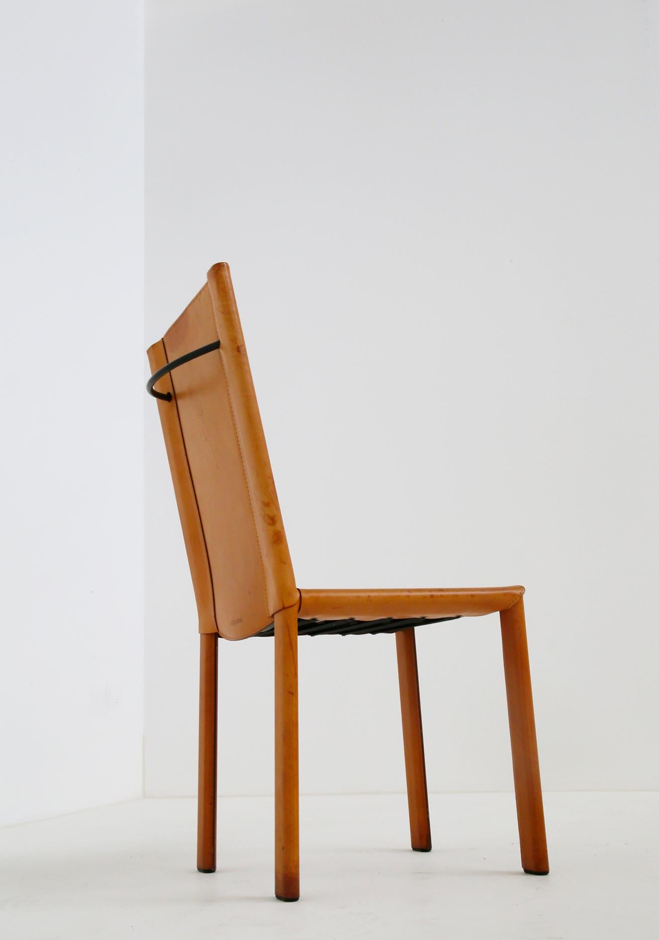 Modern Set of Six Chairs by Matteograssi in Leather Model 