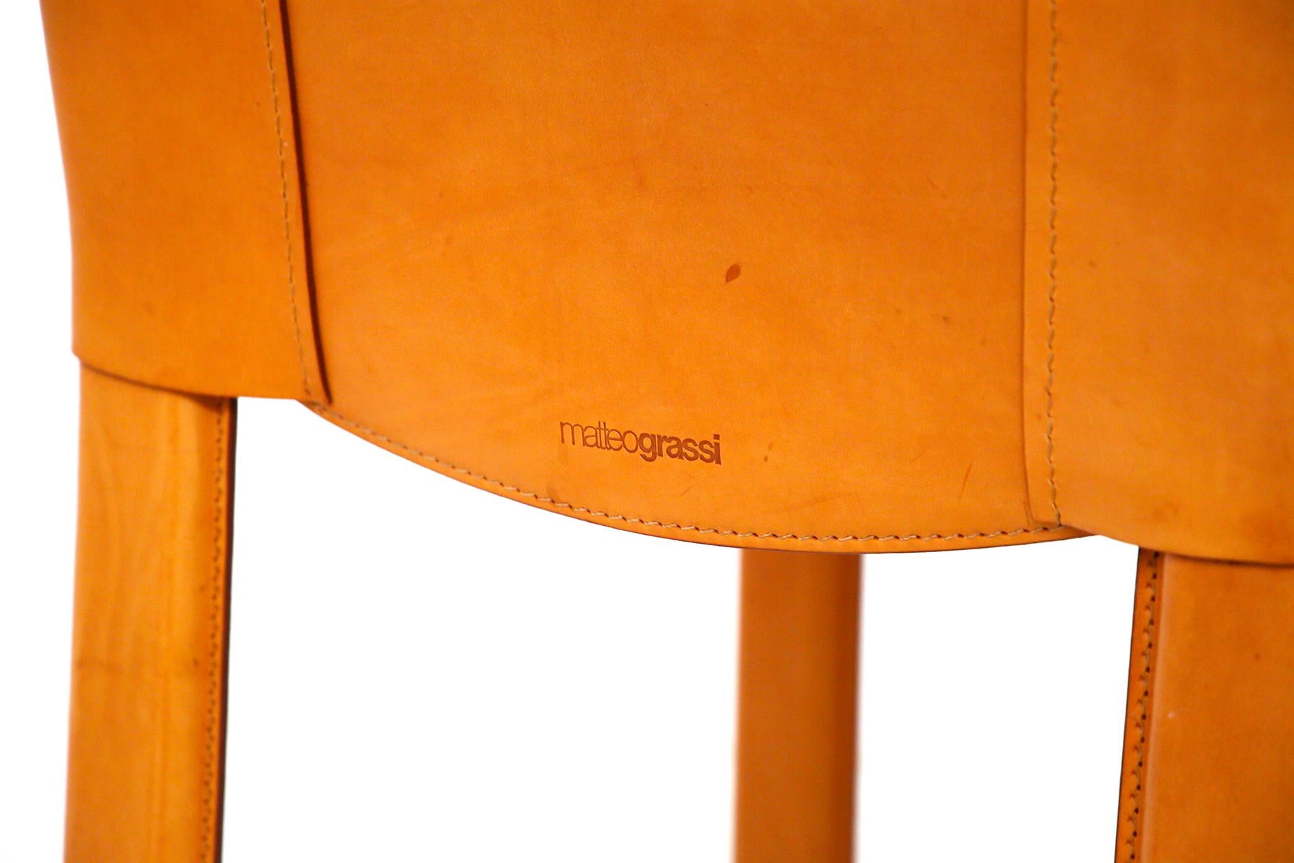 Italian Set of Six Chairs by Matteograssi in Leather Model 
