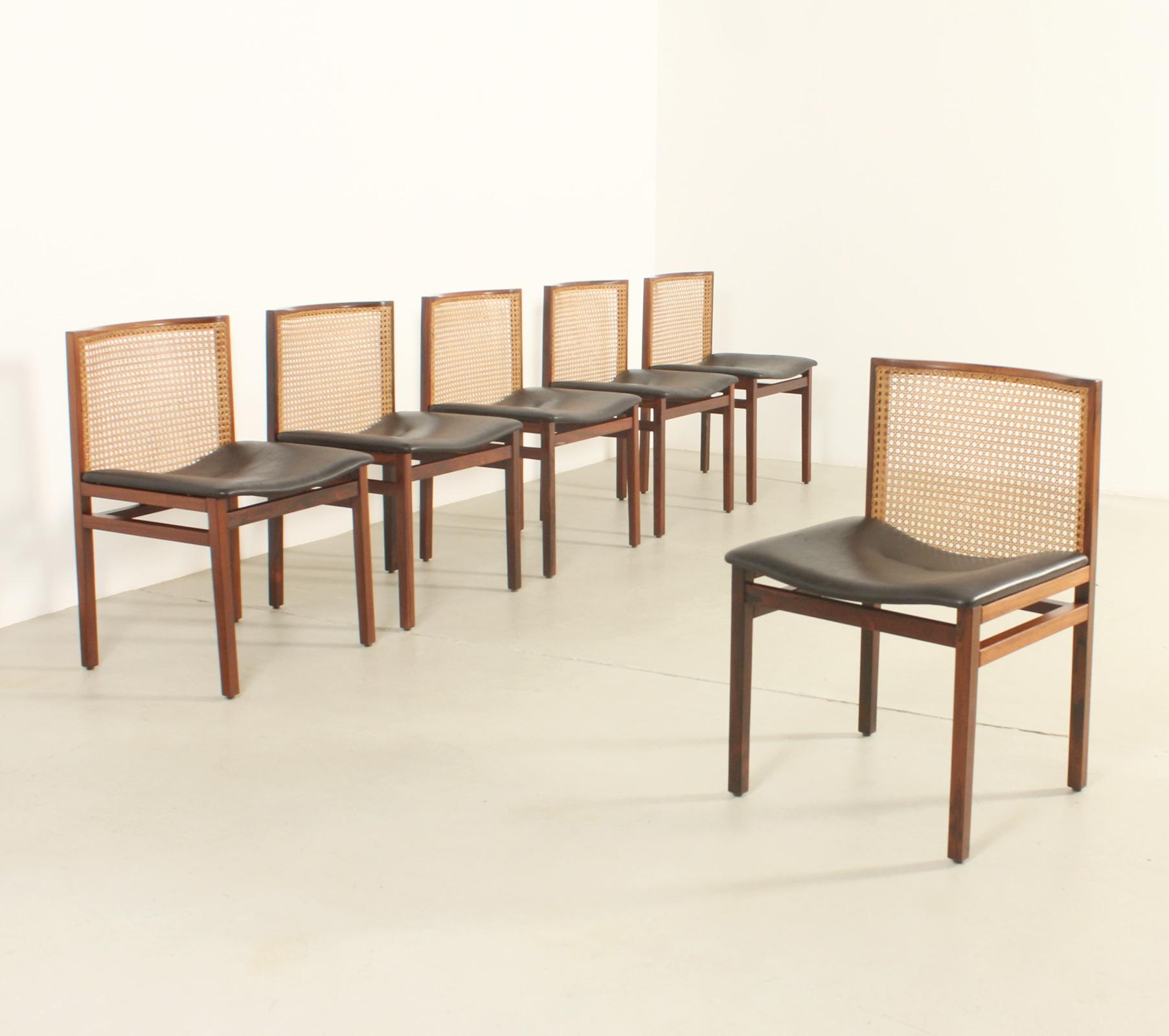 Satz von sechs Stühlen von Tito Agnoli für La Linea, Italien, 1957 im Angebot 4