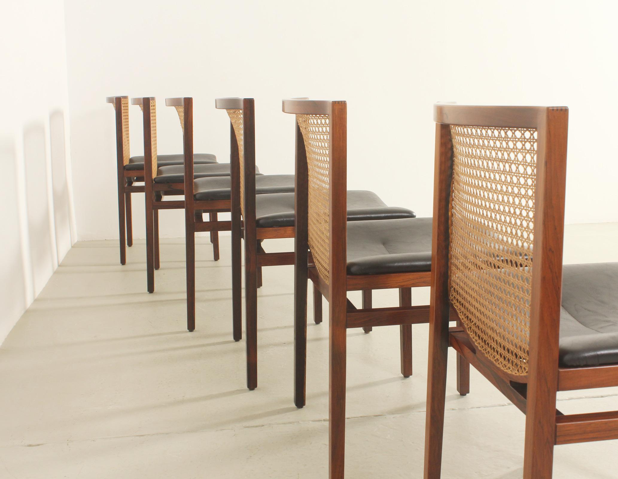 Satz von sechs Stühlen von Tito Agnoli für La Linea, Italien, 1957 im Angebot 7