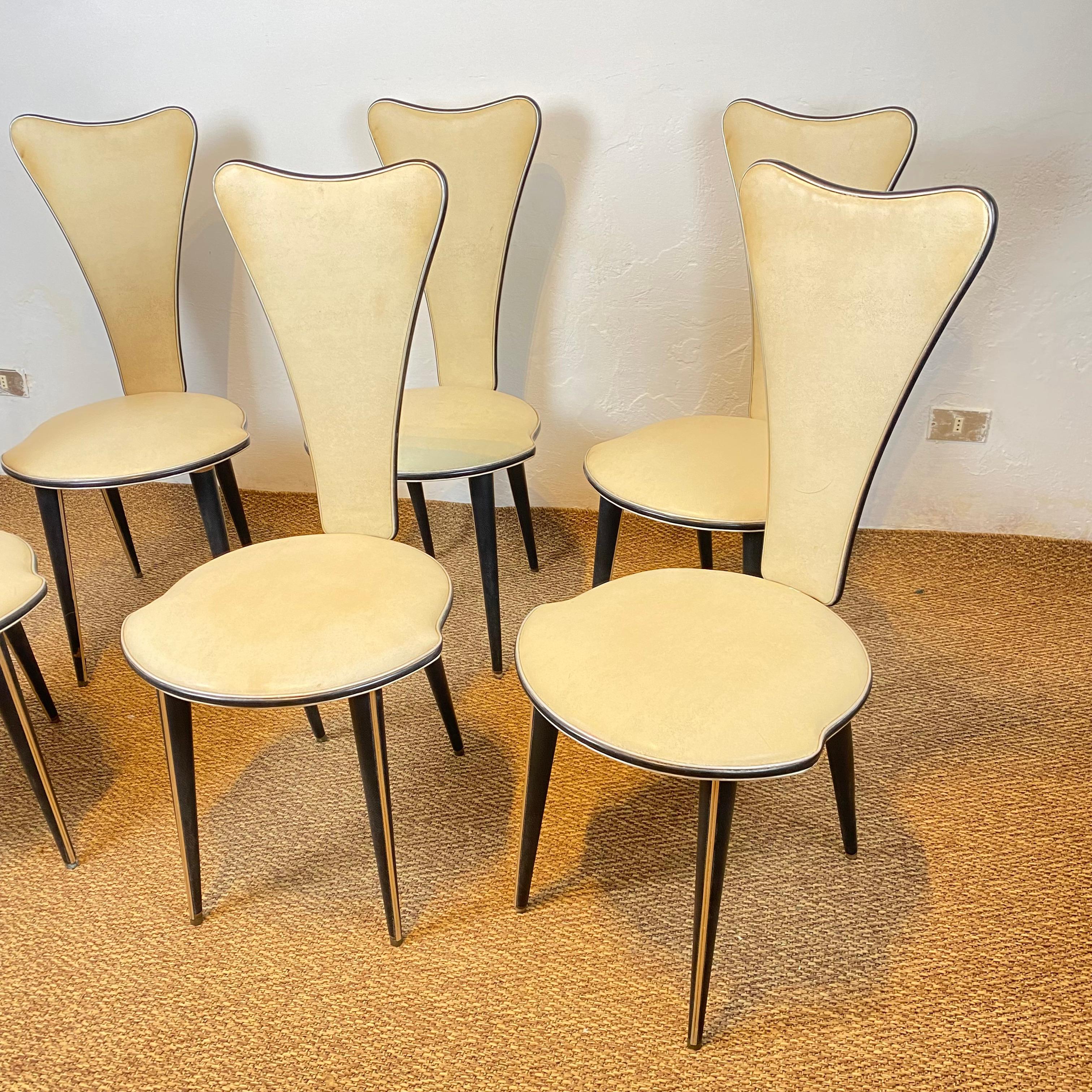 Mid-Century Modern Set of Six Chairs by Umberto Mascagni, 1950s