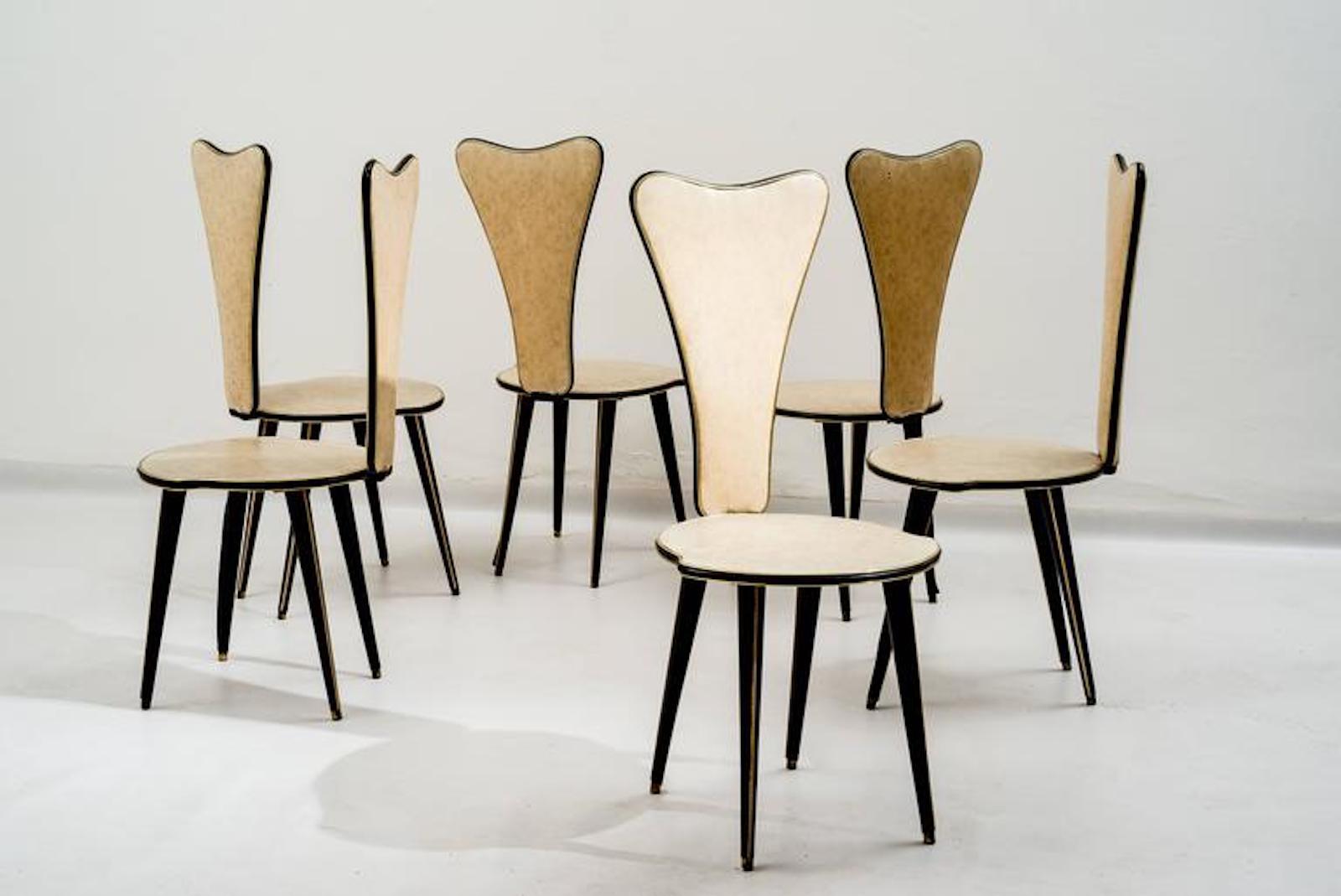 Set aus sechs Stühlen von Umberto Mascagni, 1950er Jahre im Zustand „Hervorragend“ im Angebot in Budapest, HU