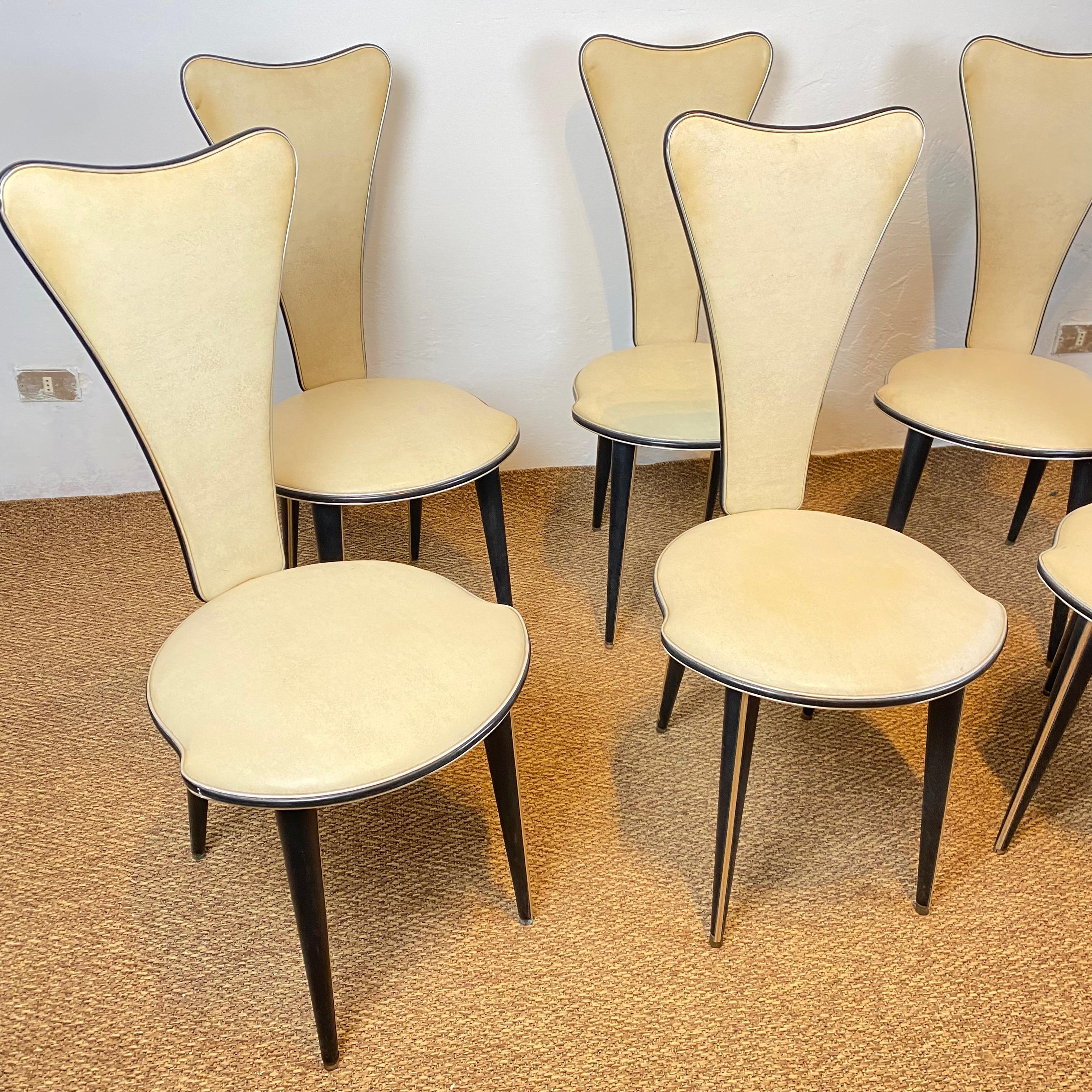 Italian Set of Six Chairs by Umberto Mascagni, 1950s