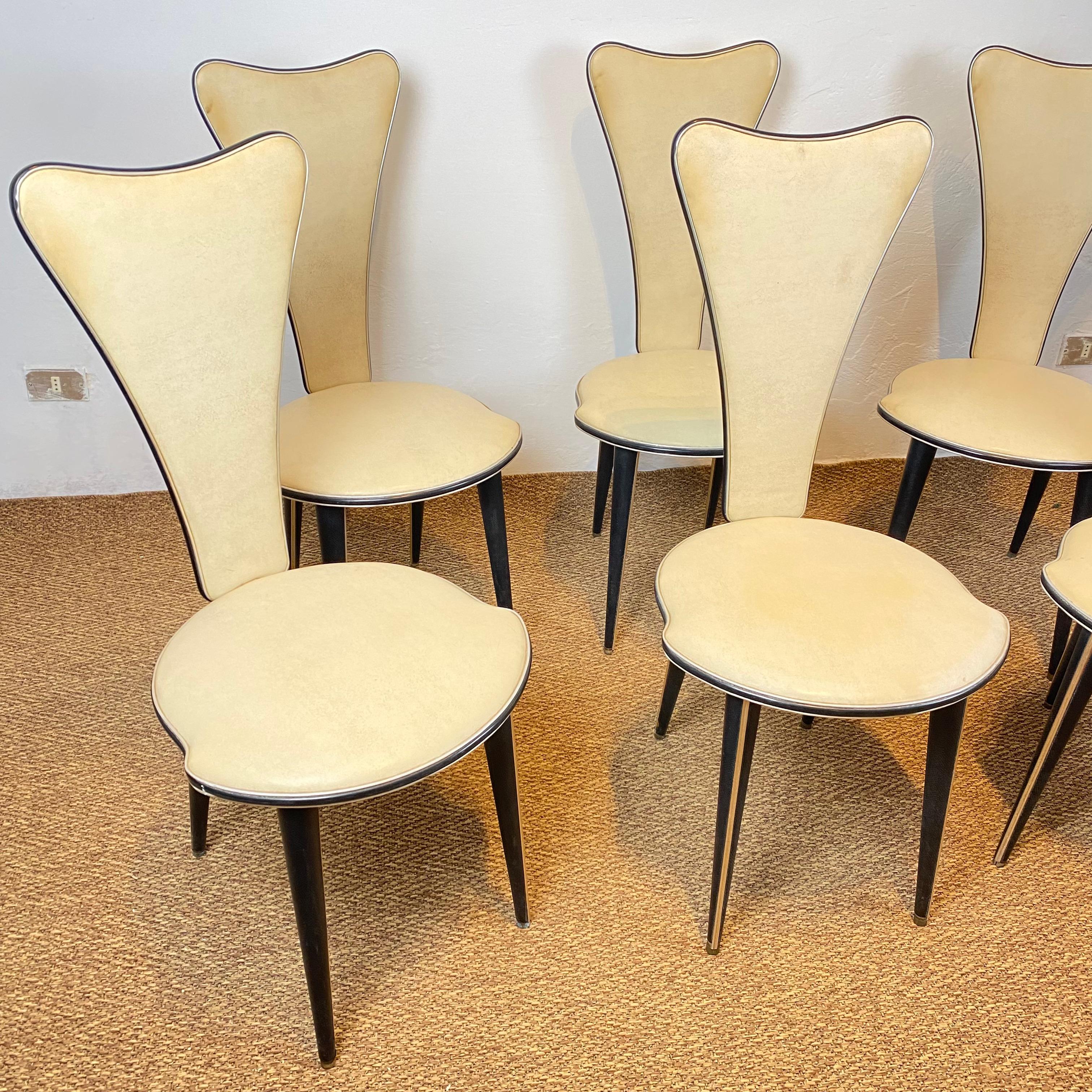 Set of Six Chairs by Umberto Mascagni, 1950s In Good Condition In Conversano, IT