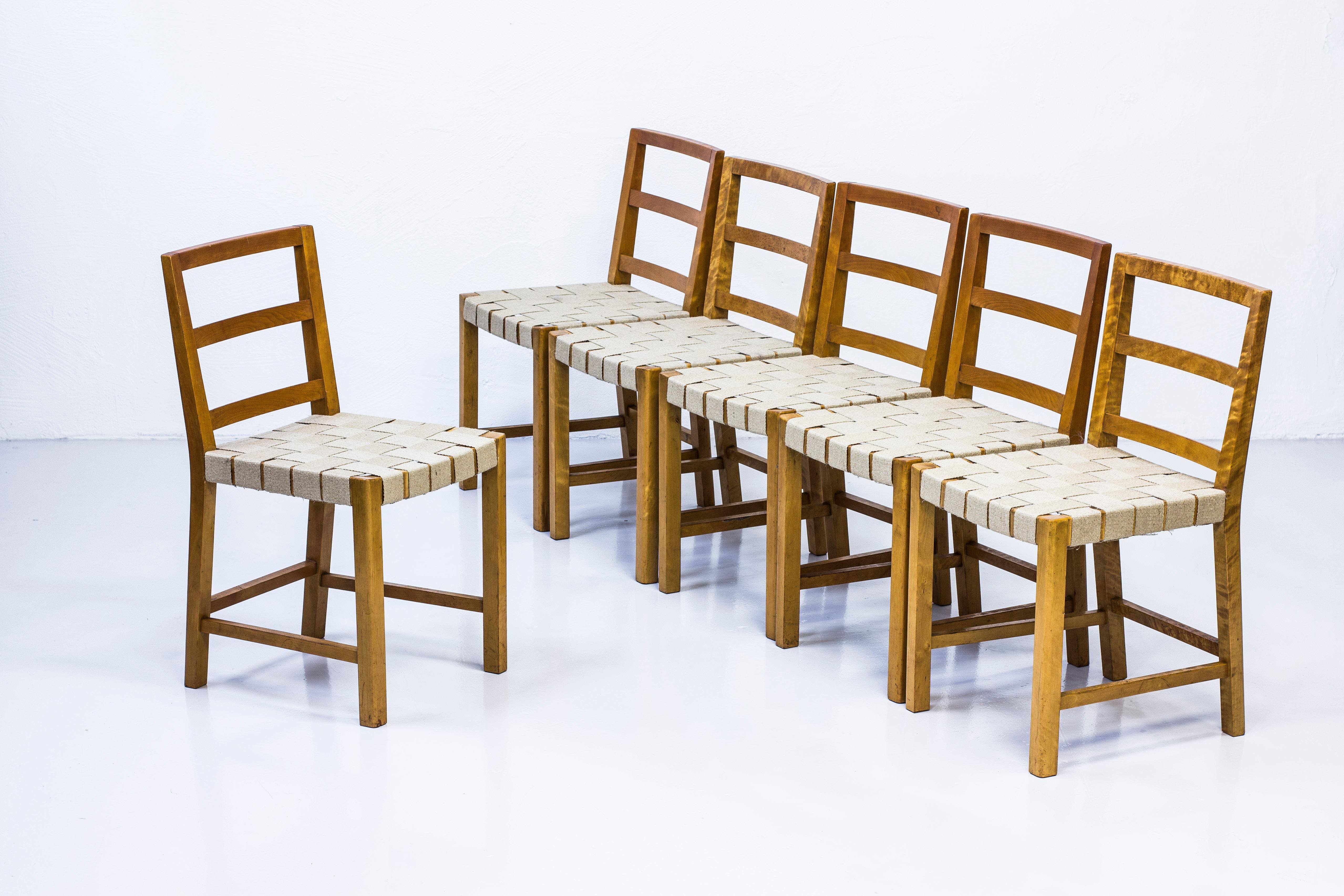 Scandinavian Modern Set of Six Chairs by Uno Åhren for Gemla Fabrikers AB, Sweden, 1930s