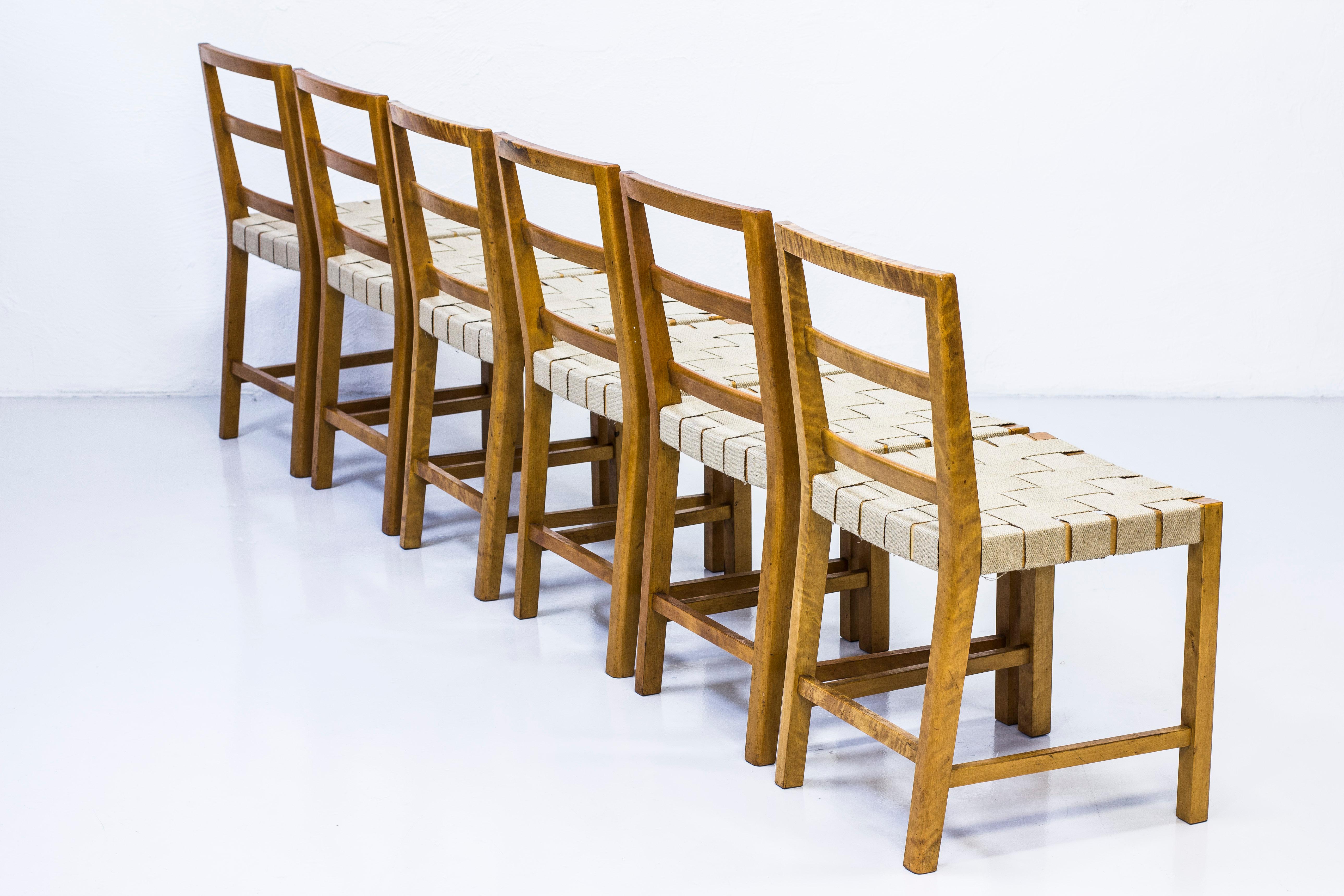 Swedish Set of Six Chairs by Uno Åhren for Gemla Fabrikers AB, Sweden, 1930s