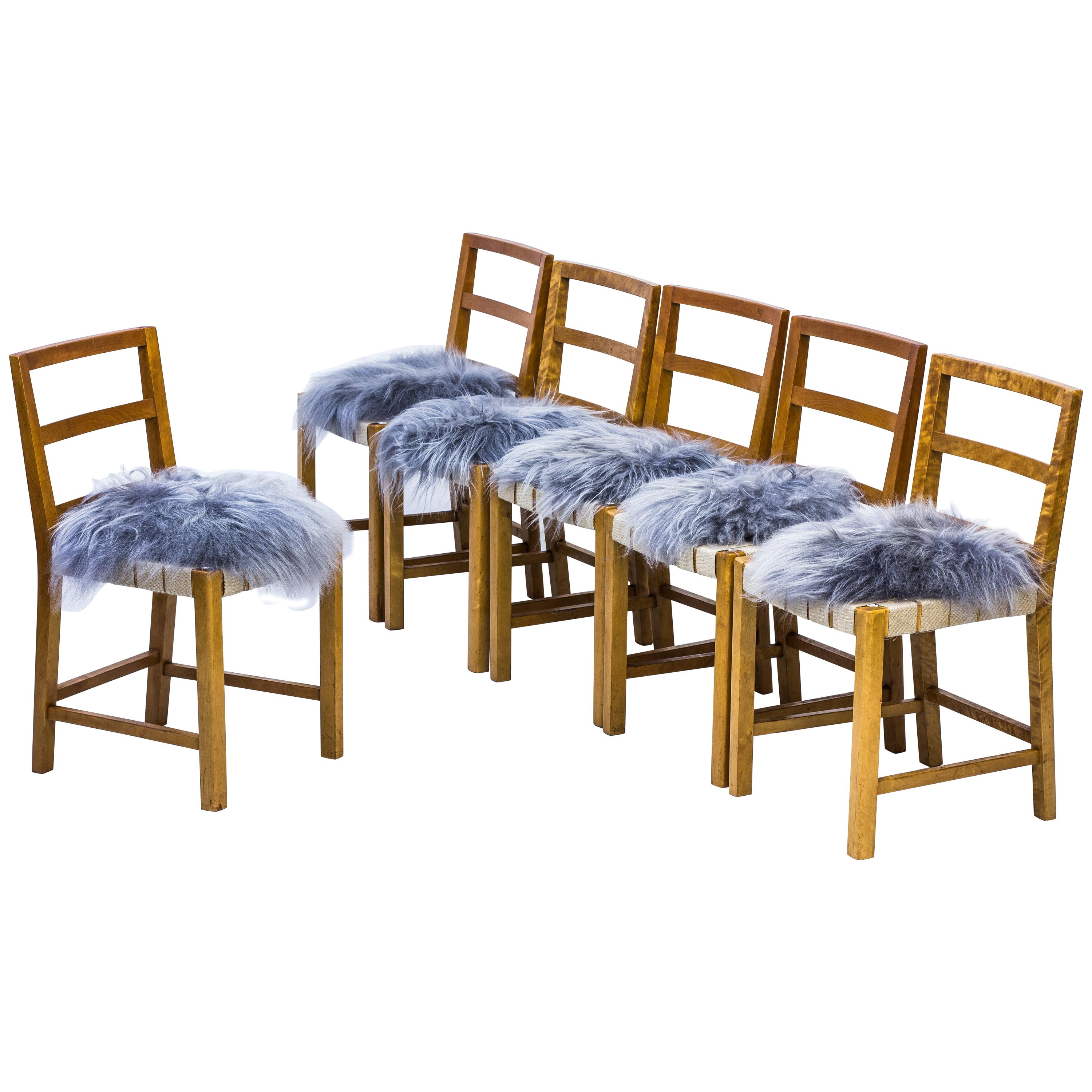 Set of Six Chairs by Uno Åhren for Gemla Fabrikers AB, Sweden, 1930s