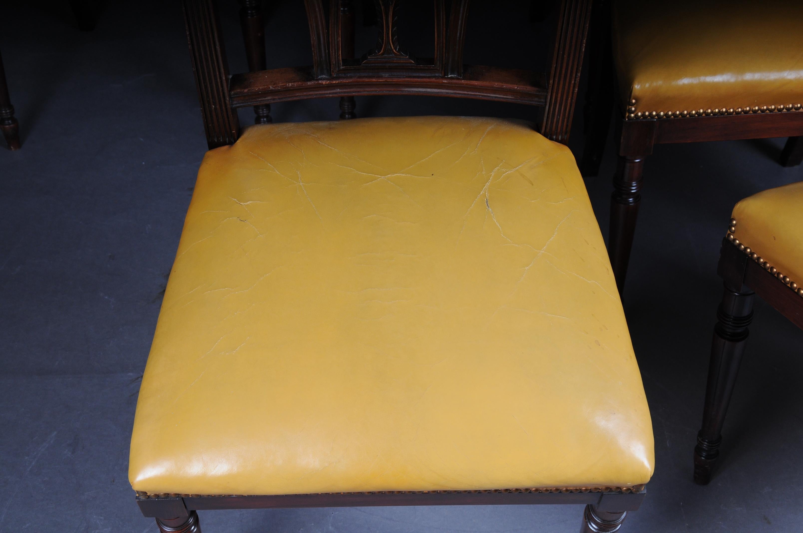 Ensemble de six chaises Angleterre victoriennes du 20ème siècle, acajou, cuir en vente 4
