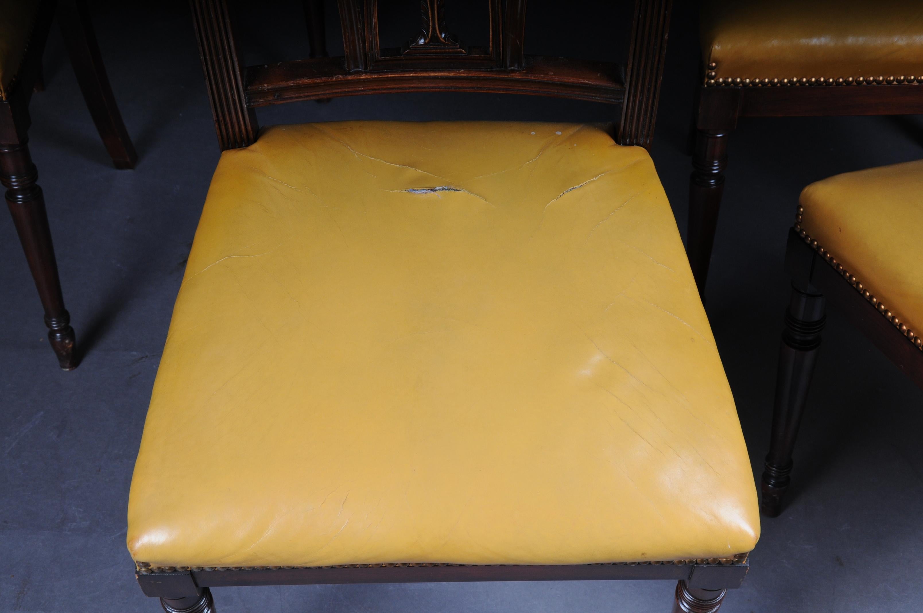 Ensemble de six chaises Angleterre victoriennes du 20ème siècle, acajou, cuir en vente 5
