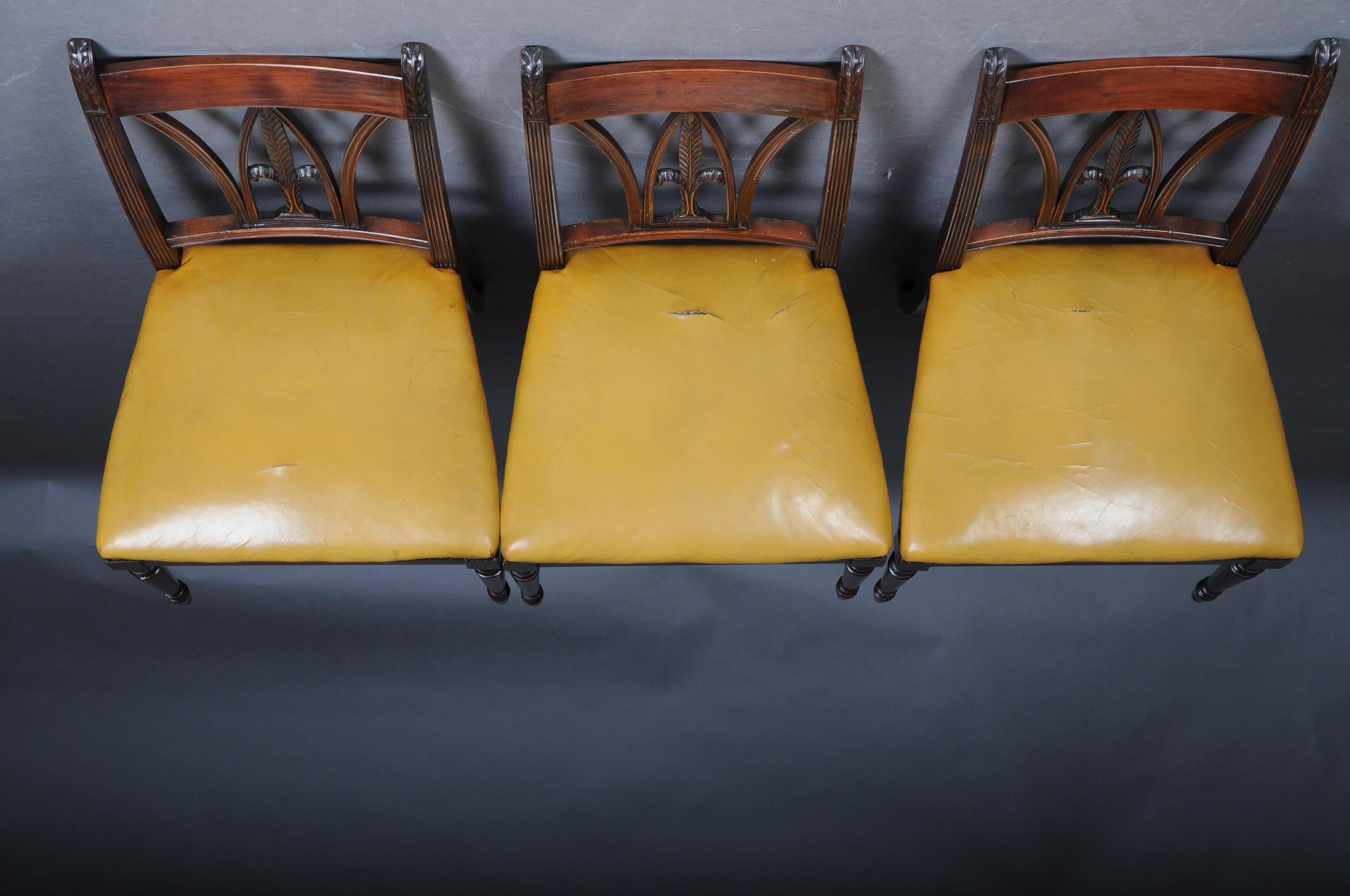 Ensemble de six chaises Angleterre victoriennes du 20ème siècle, acajou, cuir en vente 7