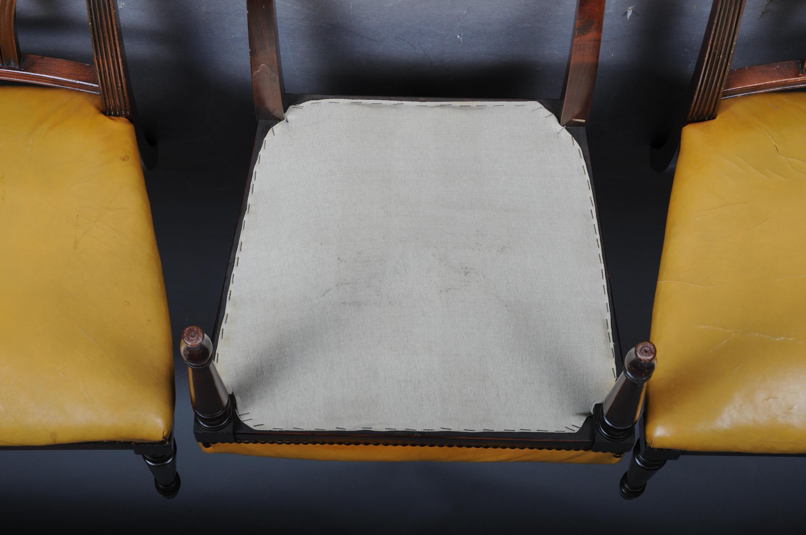 Ensemble de six chaises Angleterre victoriennes du 20ème siècle, acajou, cuir en vente 8