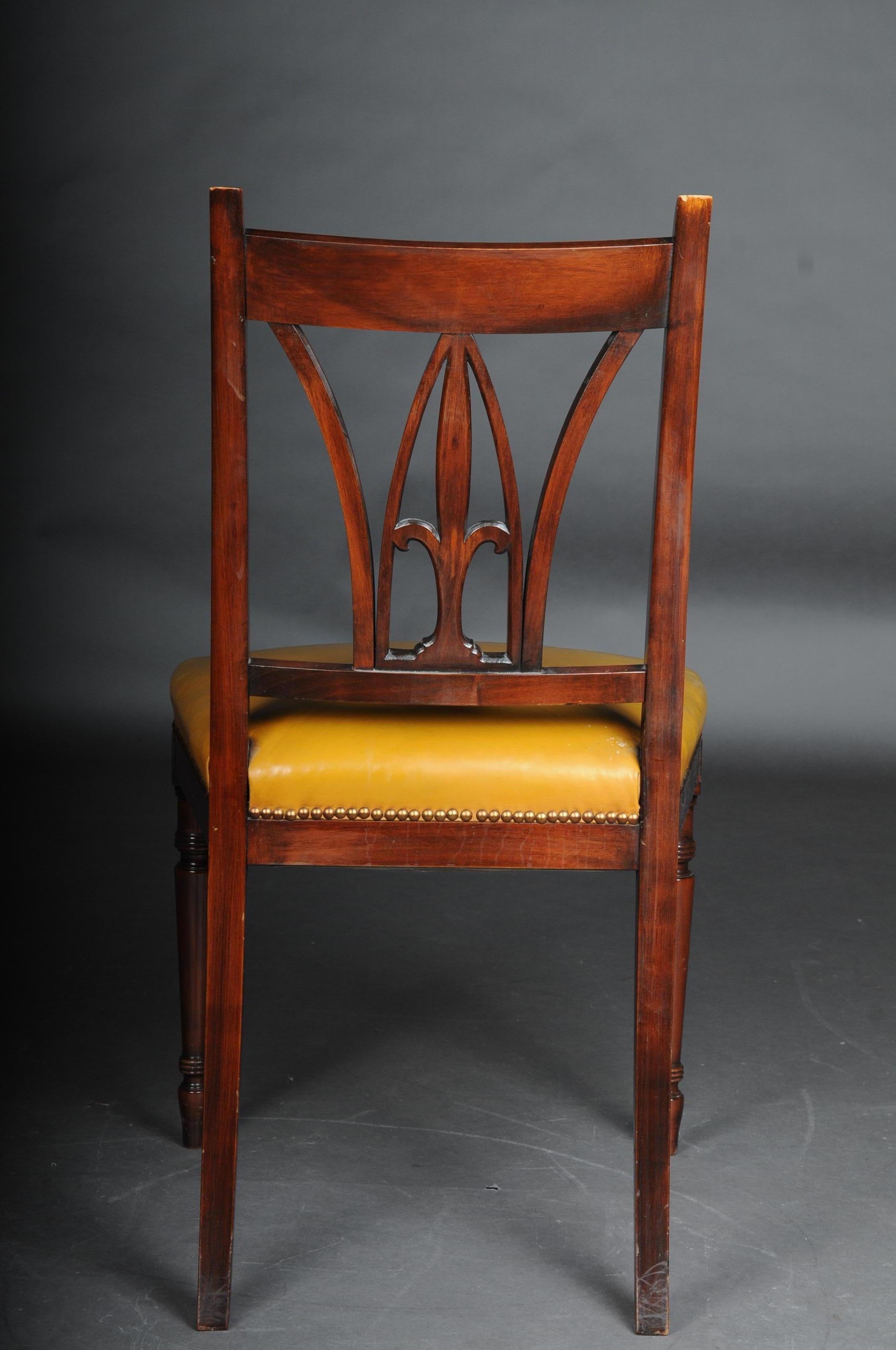 Cuir Ensemble de six chaises Angleterre victoriennes du 20ème siècle, acajou, cuir en vente