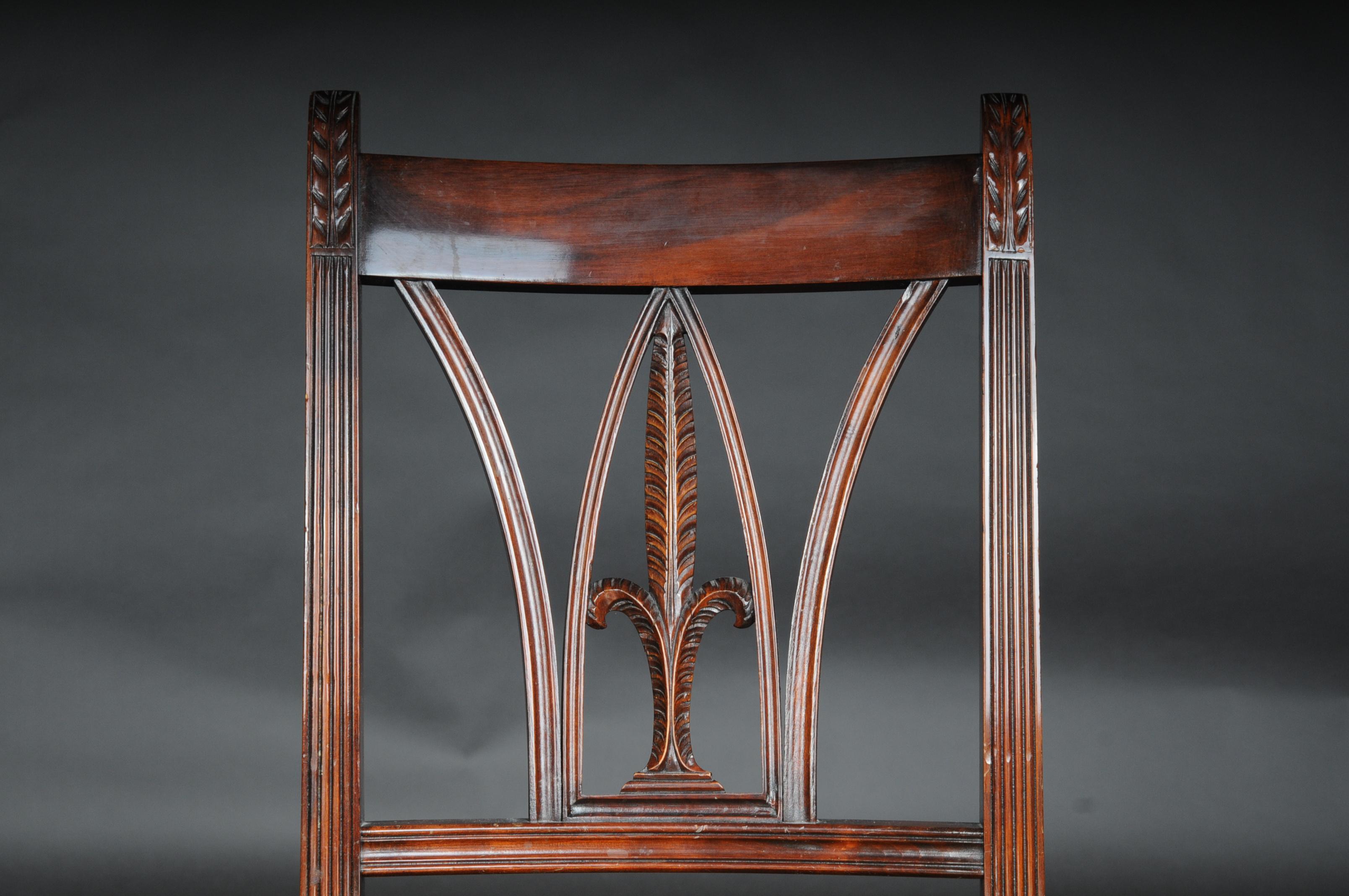 Ensemble de six chaises Angleterre victoriennes du 20ème siècle, acajou, cuir en vente 1
