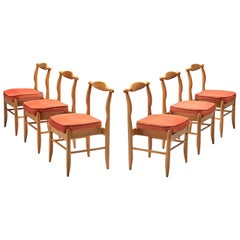 Guillerme & Chambron Set of Six 'Fumay' Dining Chairs in Oak