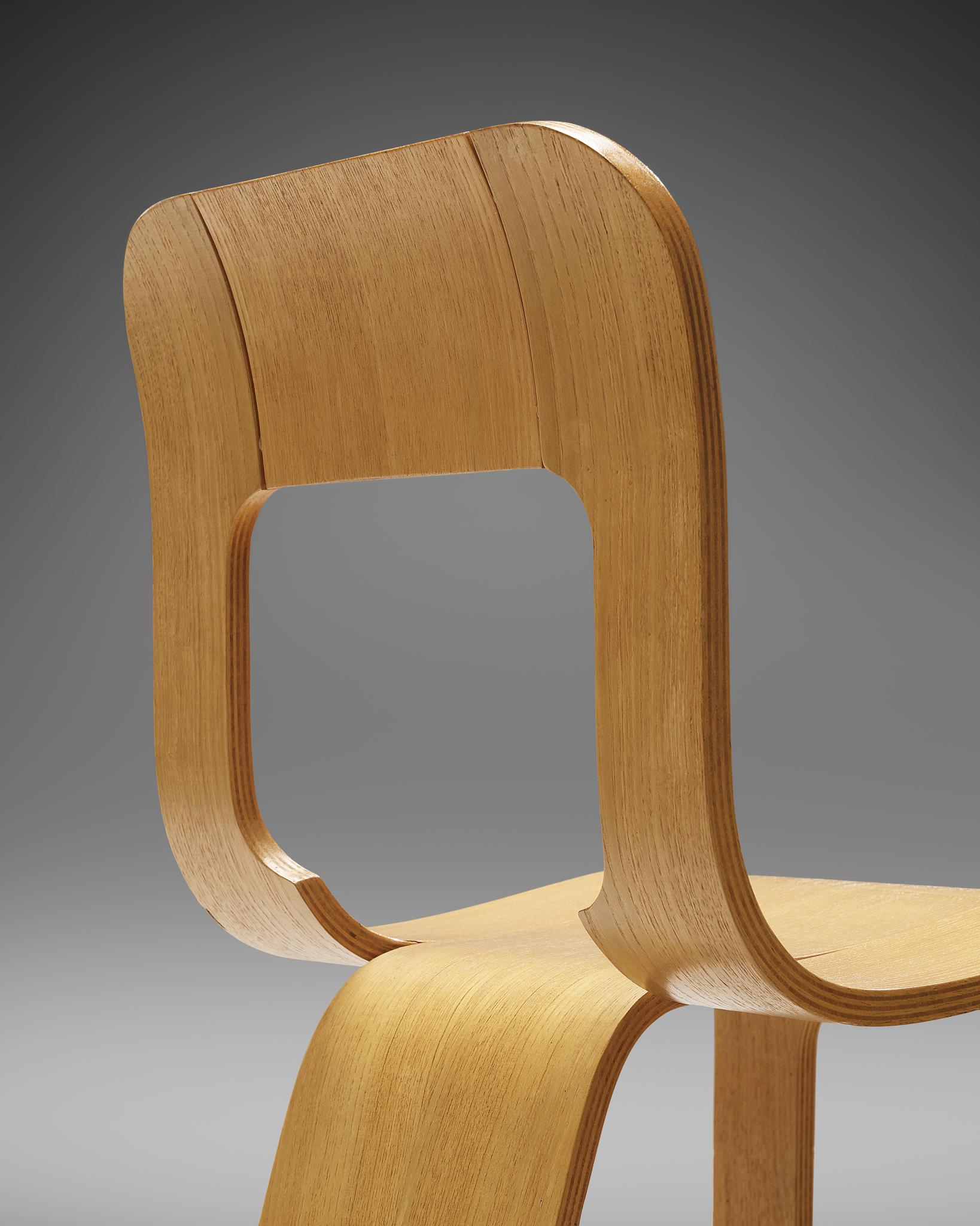 Set of Six Chairs in Ashwood by Gigi Sabadin, Italy, 1970s 1