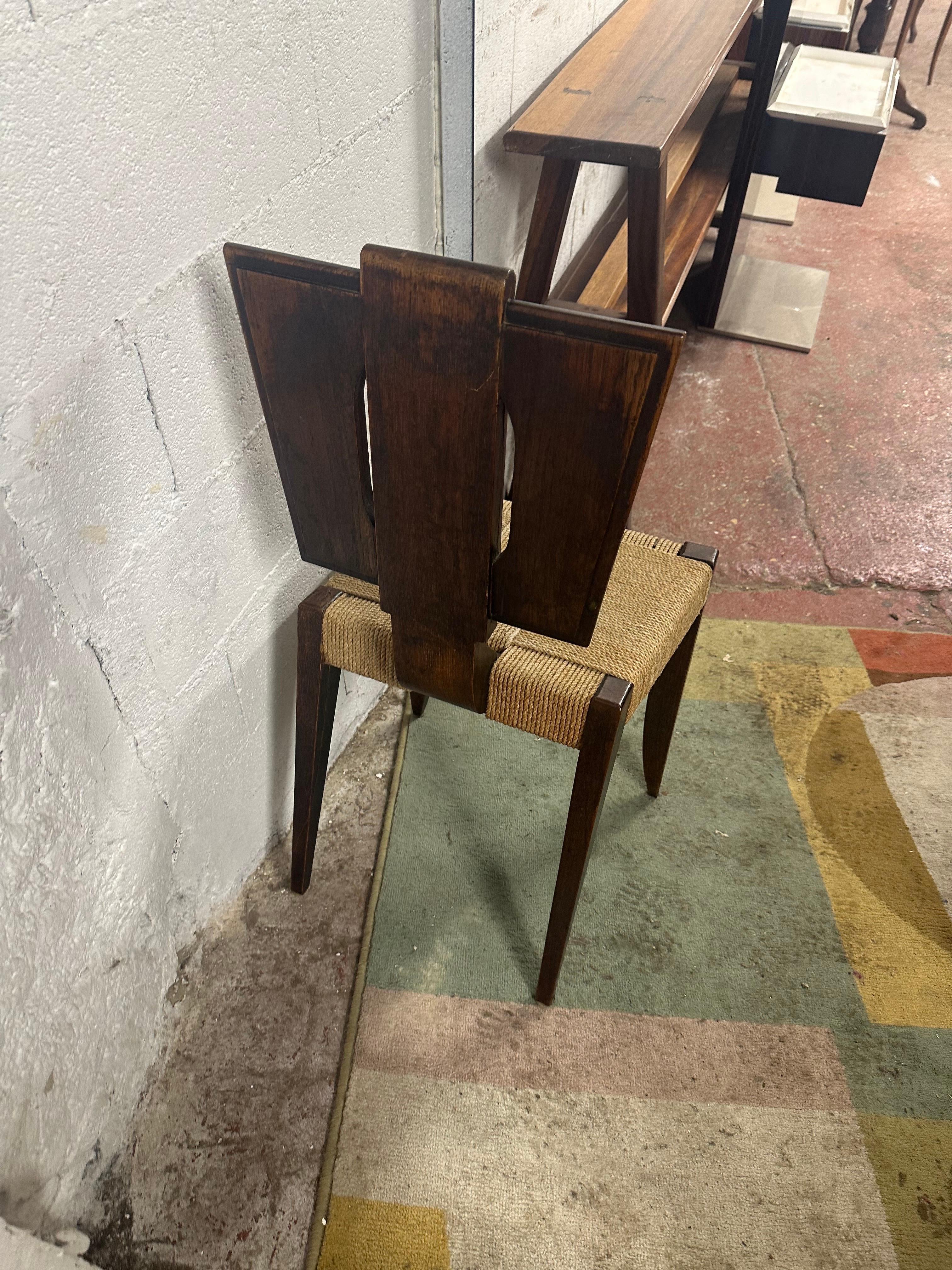 Brutalist Set of six chairs in oak 