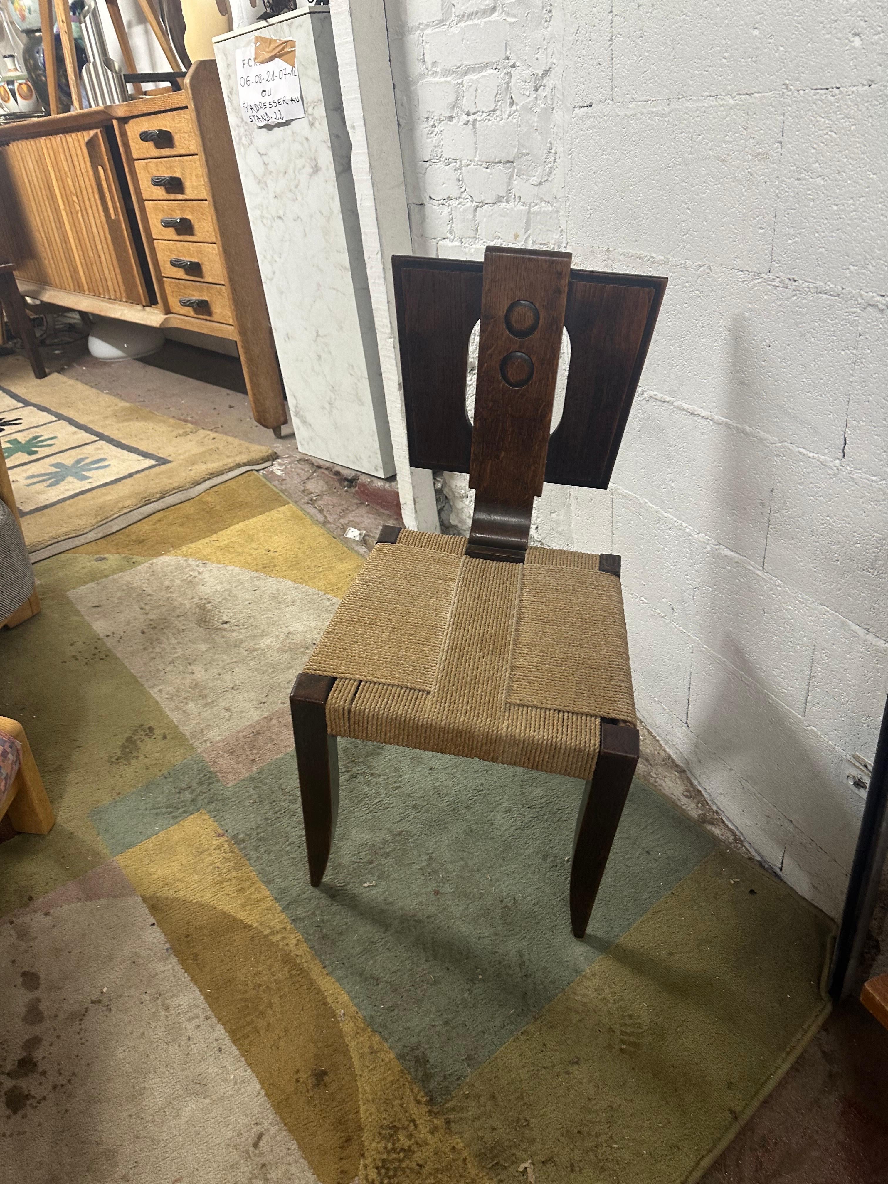 French Set of six chairs in oak 