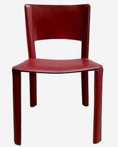 Set of six chairs in red leather, Cidue, Italy, circa 1970