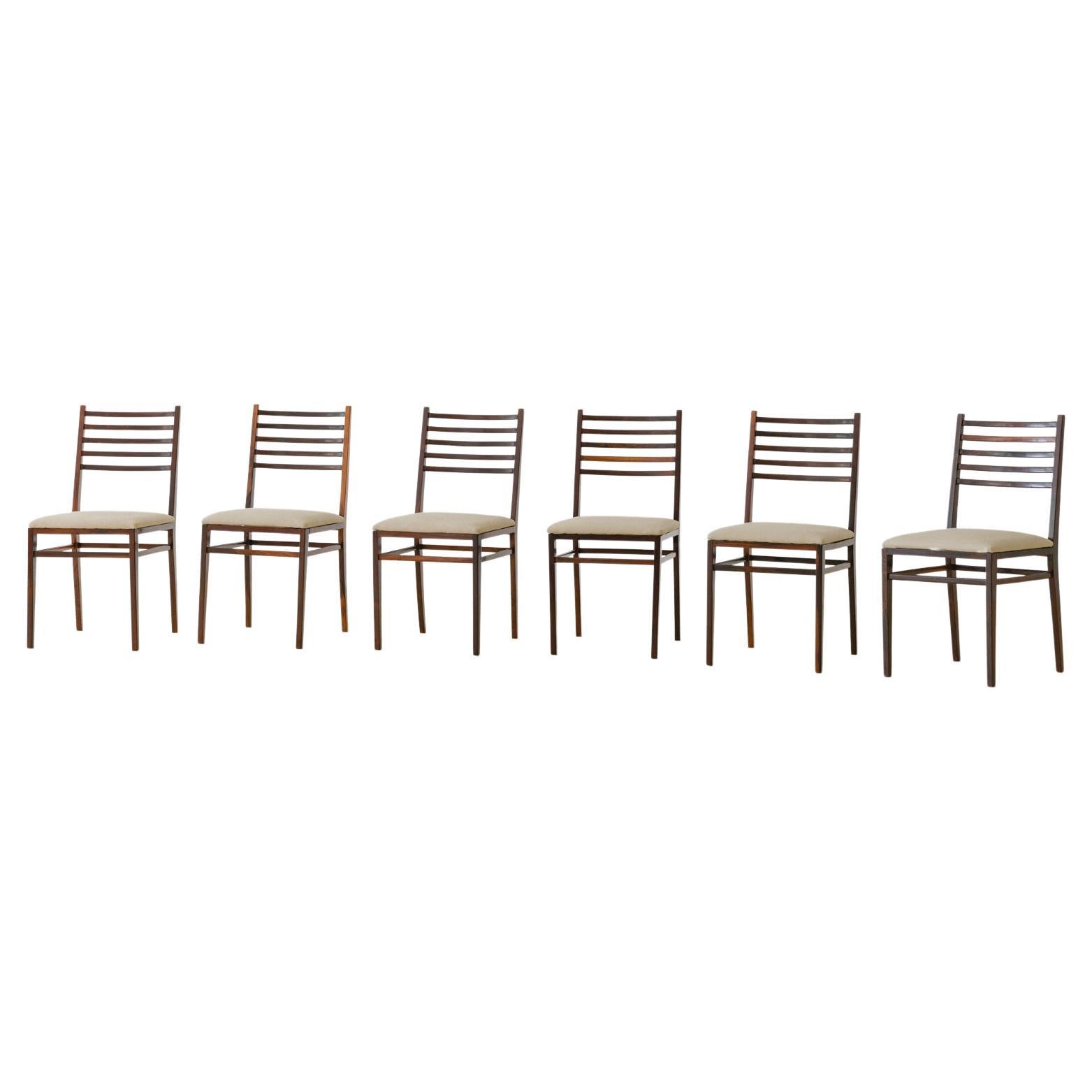 Ensemble de six chaises en bois de rose, modèle 4015 de Geraldo de Barros, Unilabor, années 1950