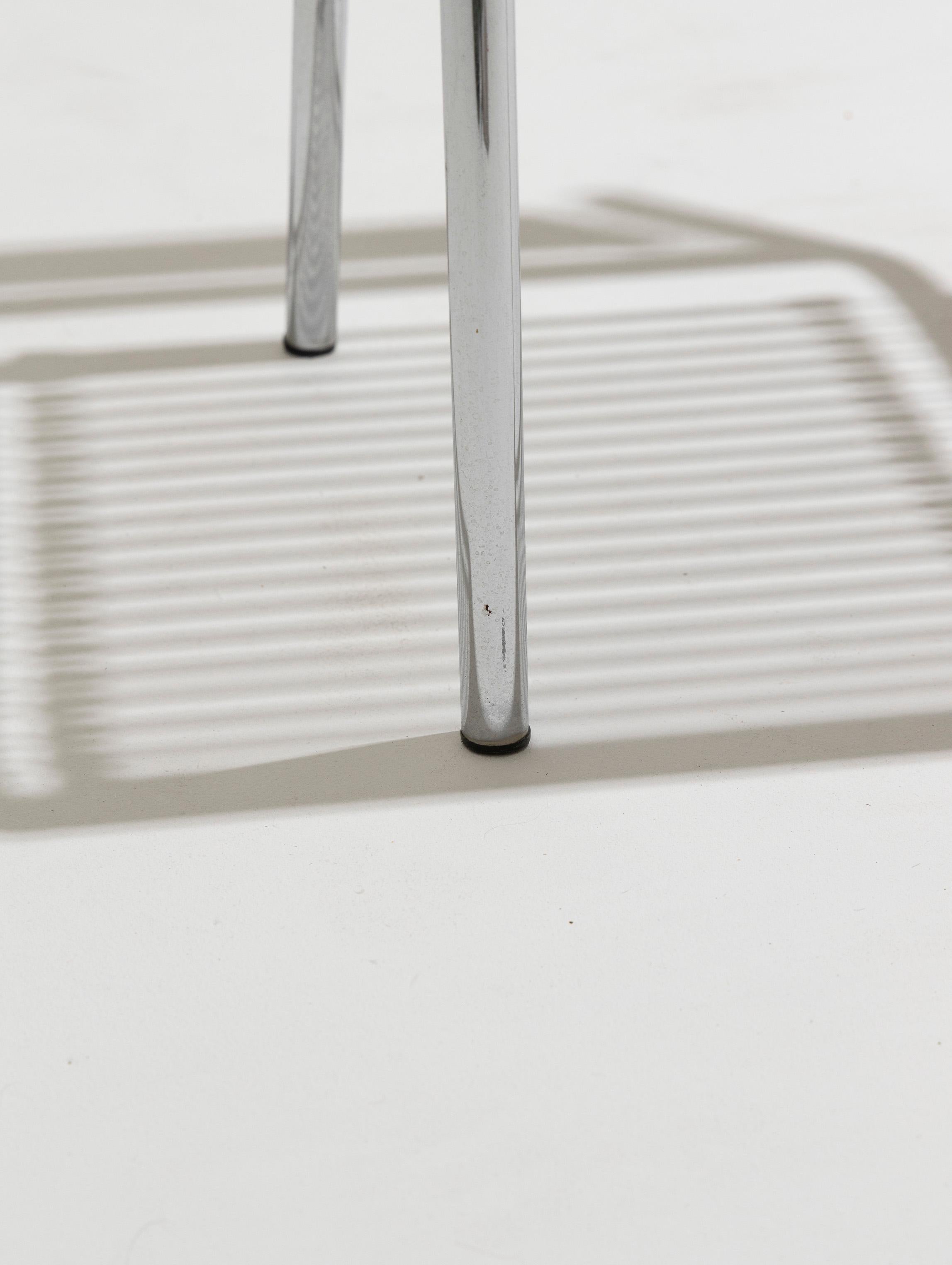 Set of six chairs in steel and elastic cord, René Herbst, 1970s 8
