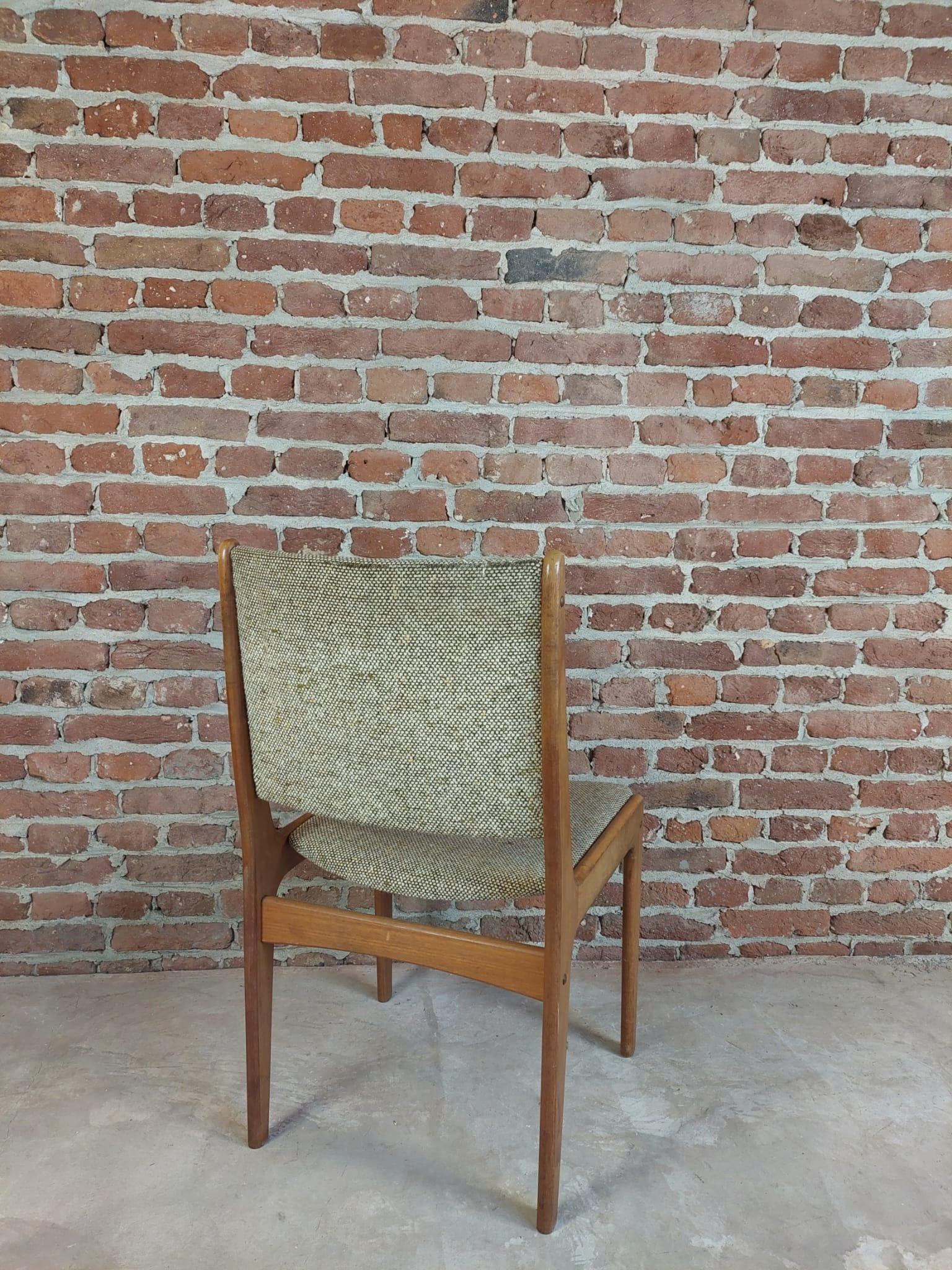 Danese Set di sei sedie in legno di teak e tessuto, 1960 in vendita