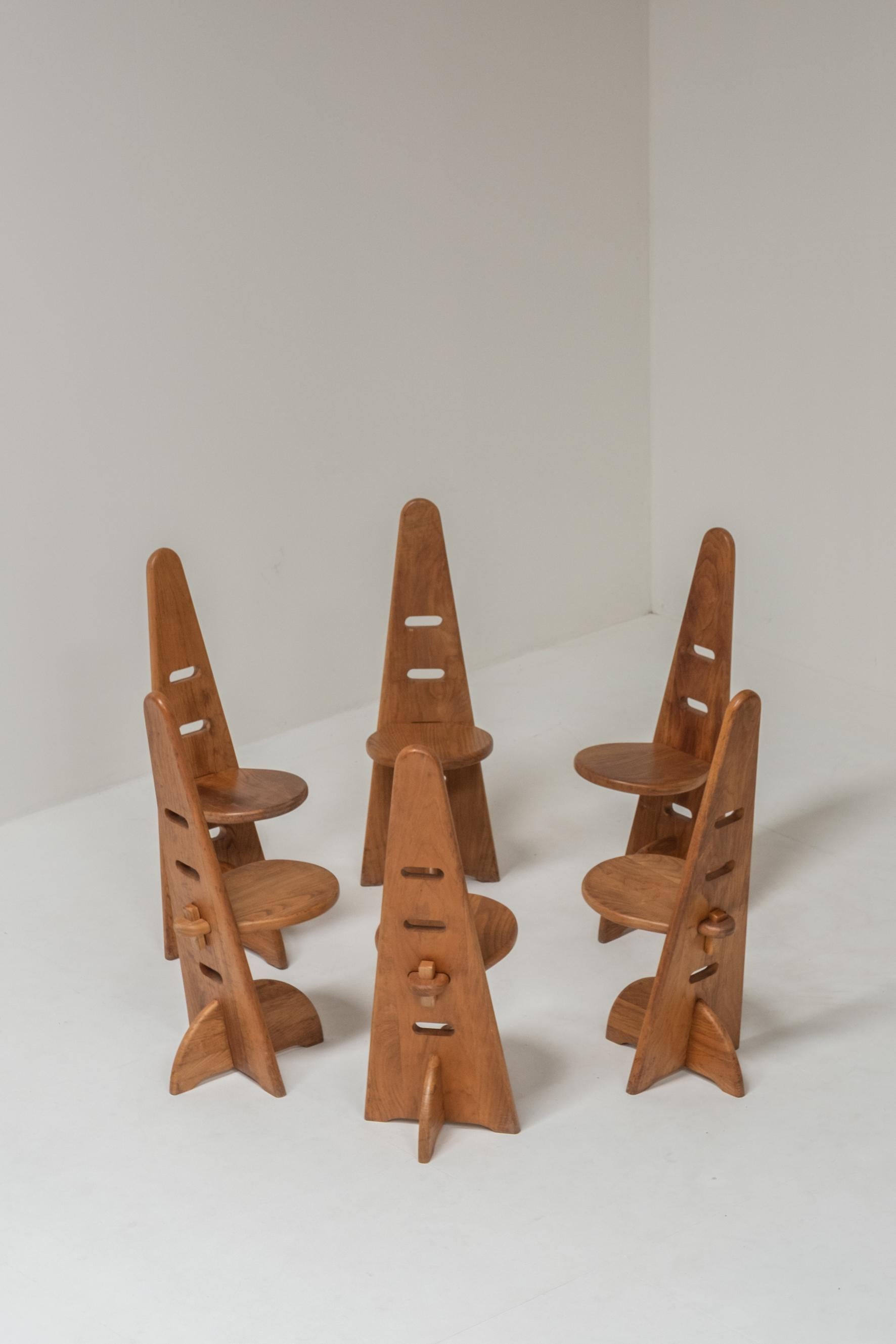 Juego de seis sillas de estilo Gijs Boelaars, altura de asiento regulable en venta 4