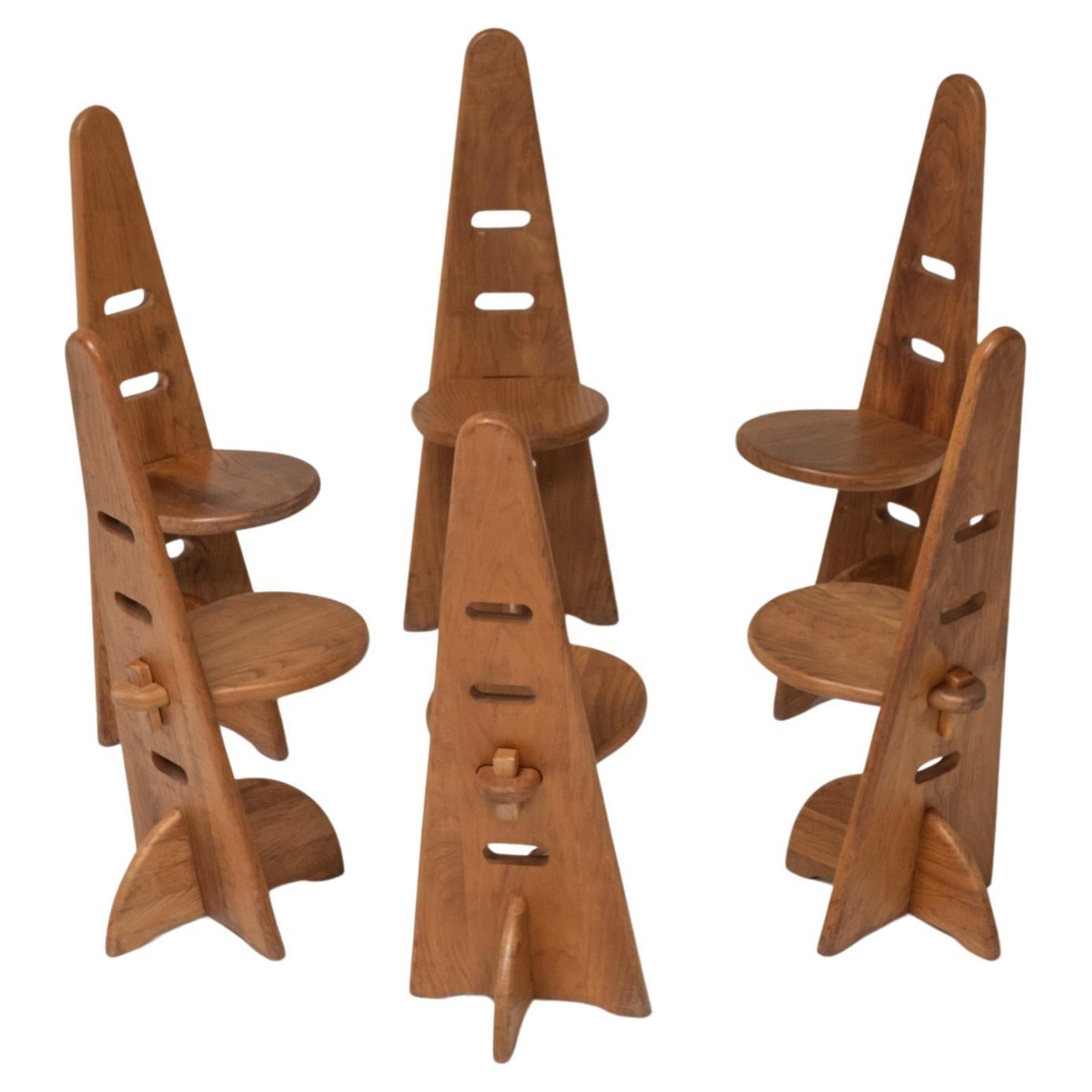 Juego de seis sillas de estilo Gijs Boelaars, altura de asiento regulable