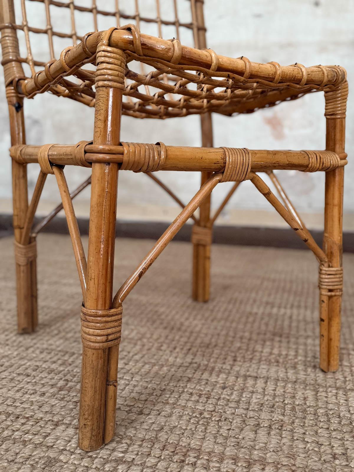 Bambou Ensemble de six chaises dans le style de Tito Agnoli - années 1970 en vente