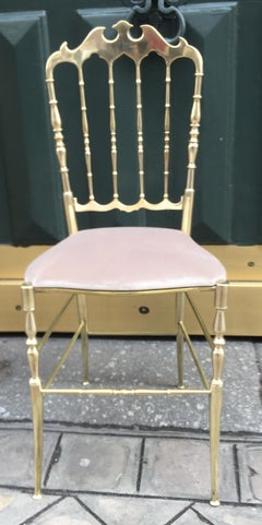 Set of Six Chairs in Turned and Polished Brass, Chiavari, Italy, circa 1960