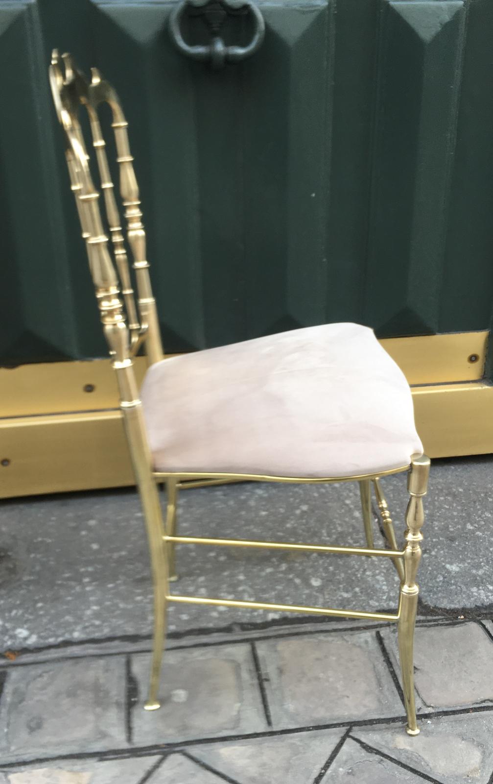 Italian Set of Six Chairs in Turned and Polished Brass, Chiavari, Italy, circa 1960 For Sale